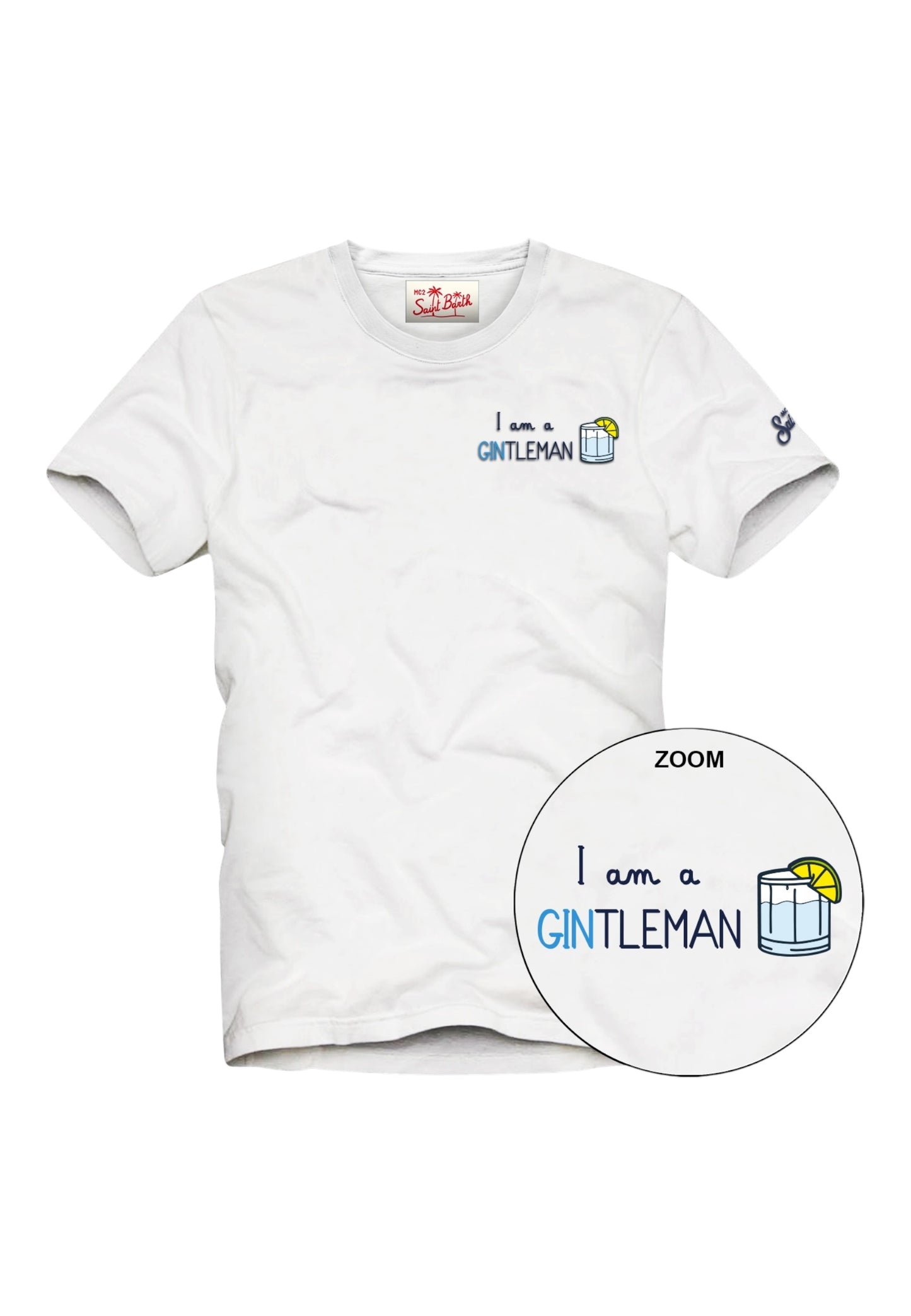 T-Shirt Manica Corta Uomo Mc2 Saint Barth Stampa E/O Ricamo Frontale Gintleman Portofino POT0001