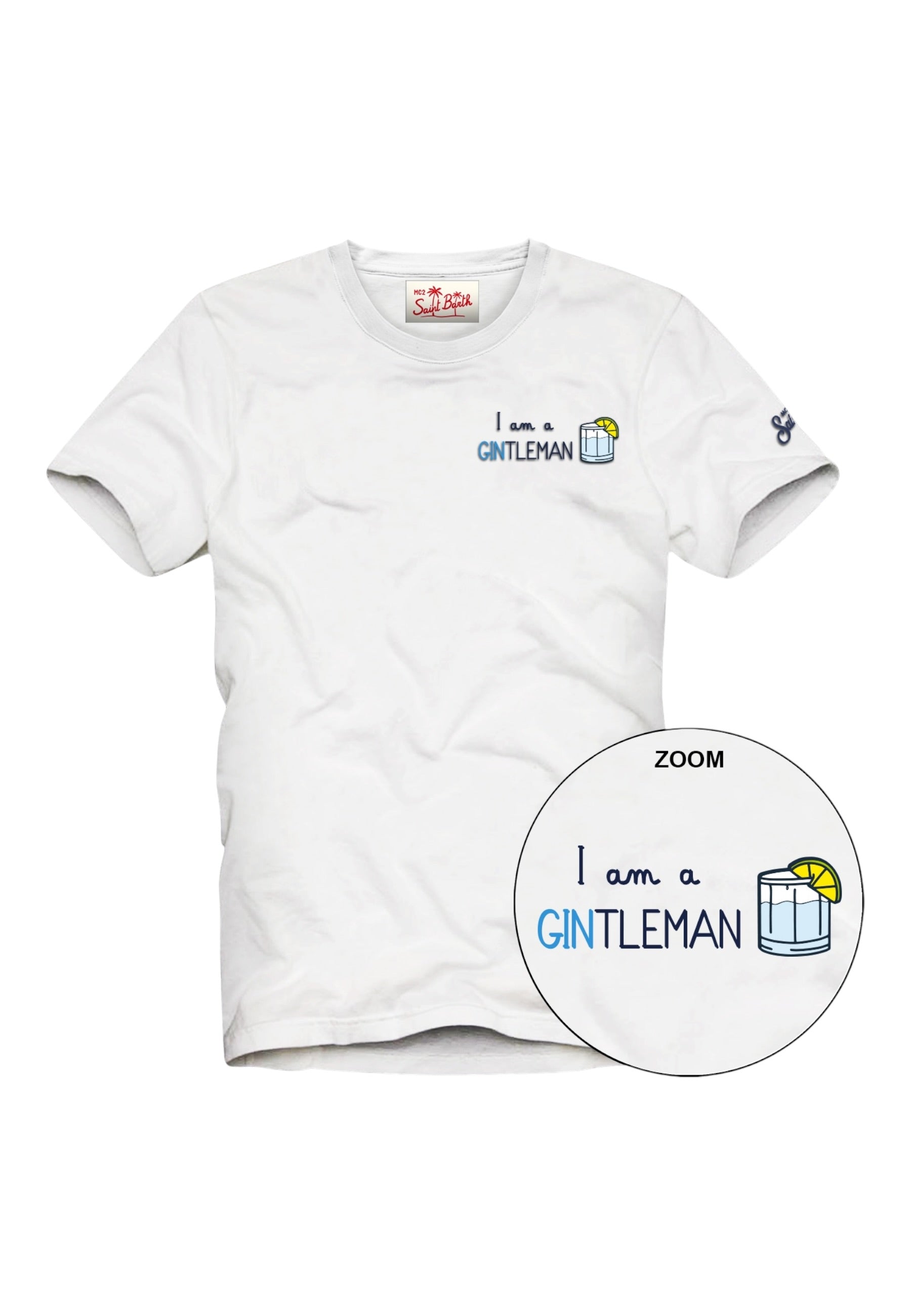 T-Shirt Manica Corta Uomo Mc2 Saint Barth Stampa E/O Ricamo Frontale Gintleman Portofino POT0001