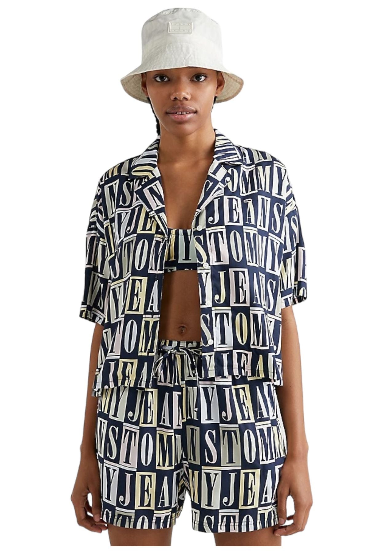 Camicia Manica Corta Donna Tommy Jeans  Spellout DW0DW15218