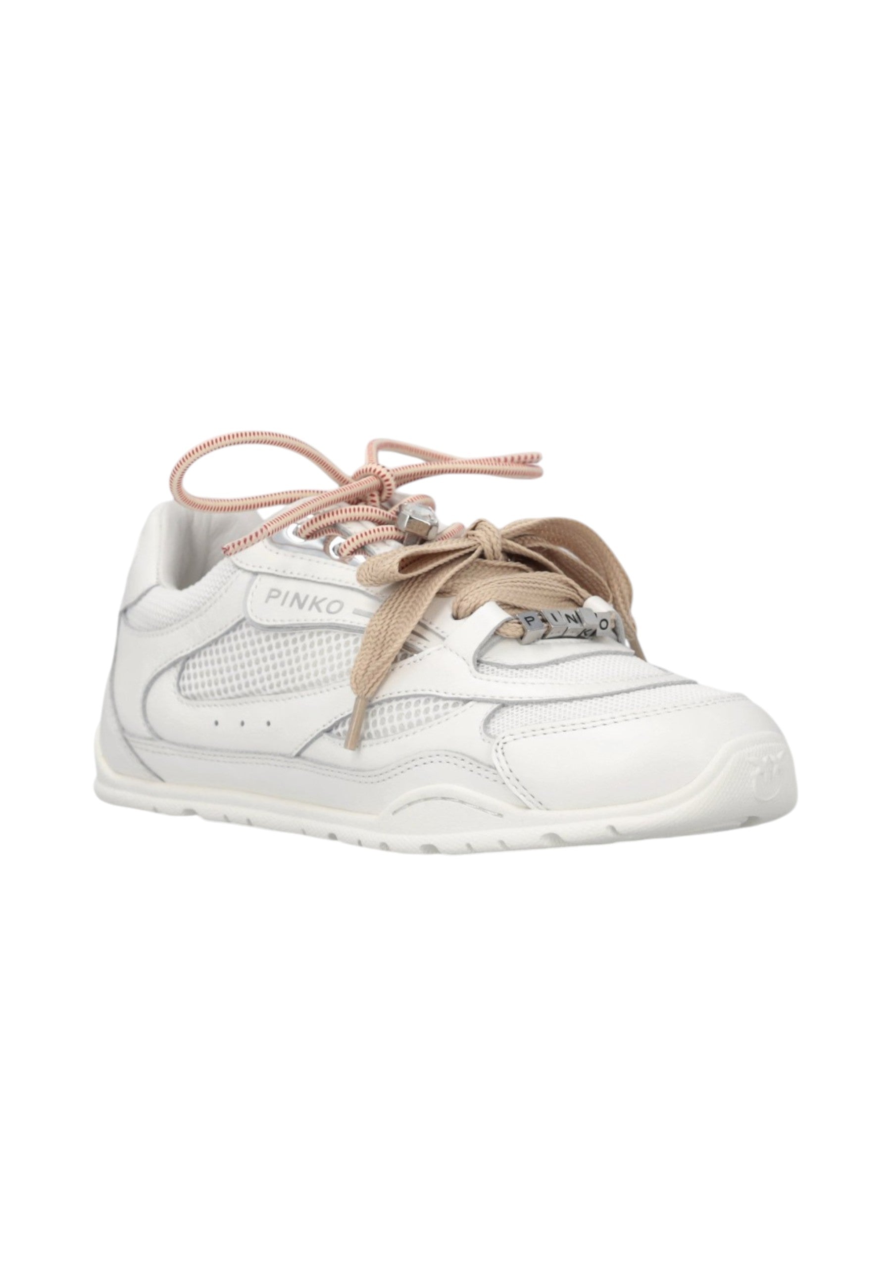 Sneakers Basse Donna Pinko In Pelle Di Vitello/Mesh Con Lacci Doppi, Cristallo E Charm Yulia 01 SS0185P132