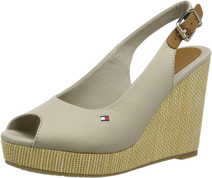 Sandali Con Zeppa Donna Tommy Hilfiger Alta Iconic Elena Sling Back Wedge FW0FW04789