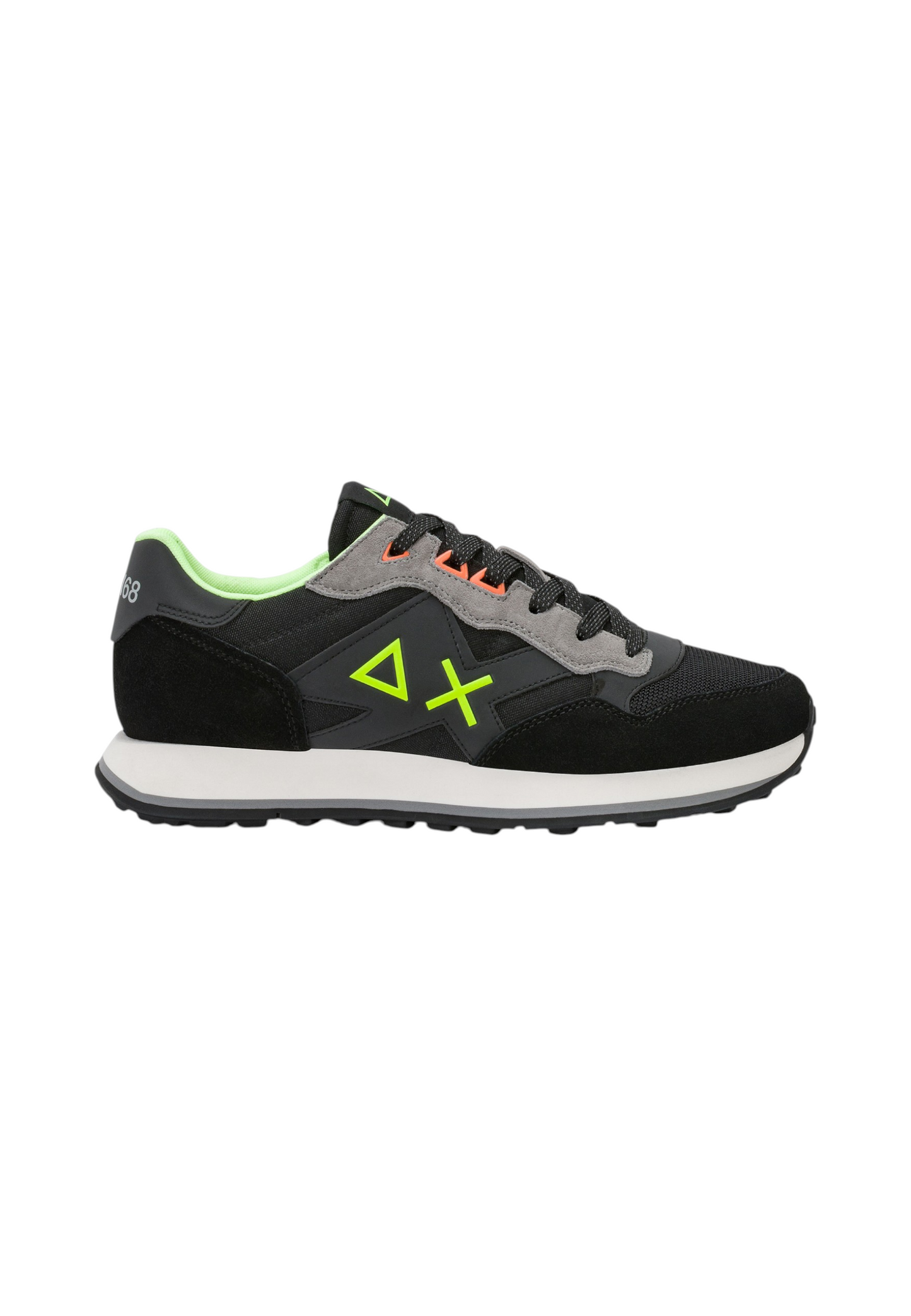 Sneakers Basse Uomo Sun68 Stile Running, Nylon E Suede, Maxi Logo, Dettagli Fluo Jaki 2.0 Fluo Z46123