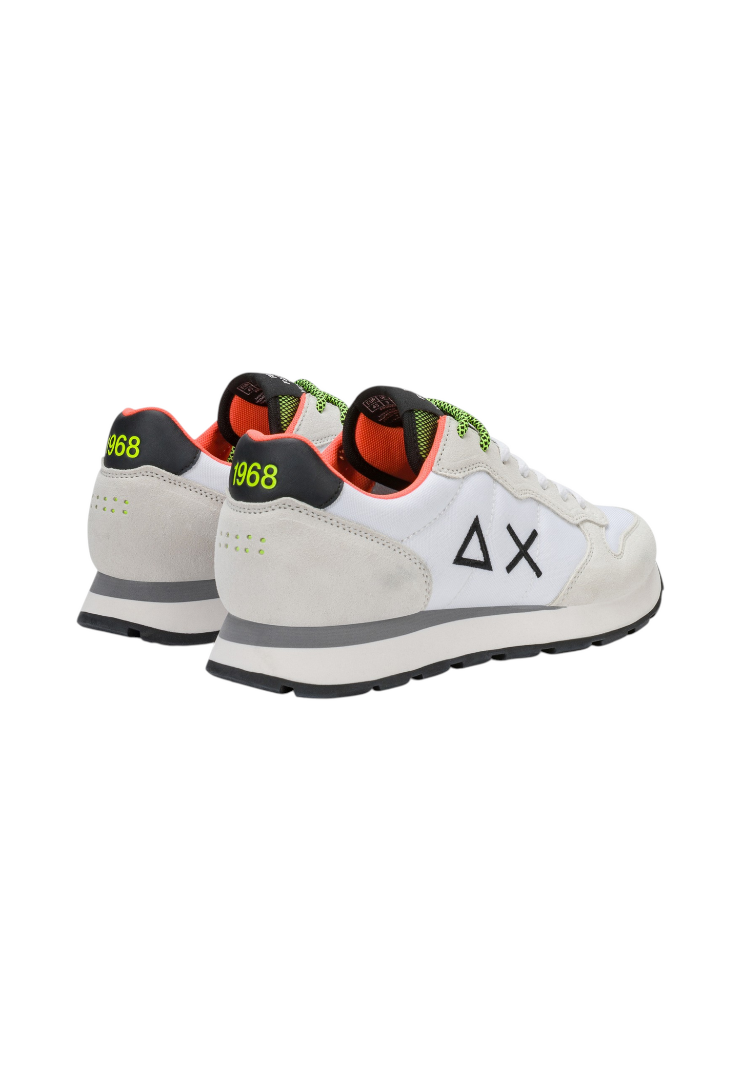 Sneakers Basse Uomo Sun68 Stile Running, Nylon E Suede, Dettagli Fluo, Logo Ricamato Tom Fluo Z46102