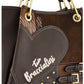 Borsa A Mano Donna Braccialini A Bauletto, Doppio con tracolla removibile e regolabile, Chiusura con clip, Con pochette interna removibile, Patchwork con maxi cuore e micro borchie, Dimensioni: 31 x 13 x 23 Cm Amy Patchwork B19201YY