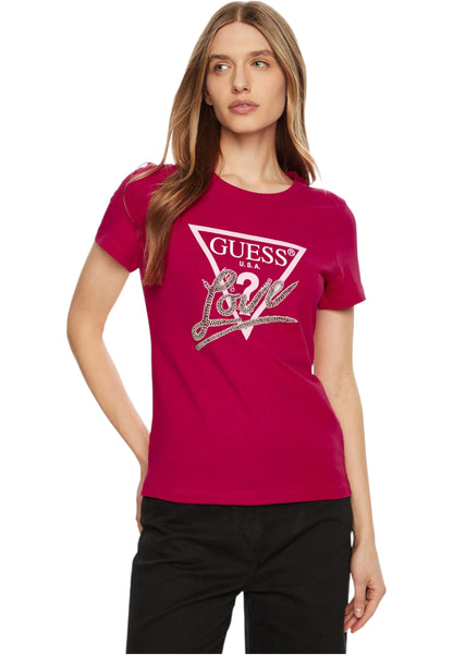 T-Shirt Manica Corta Donna Guess  Triangle Love