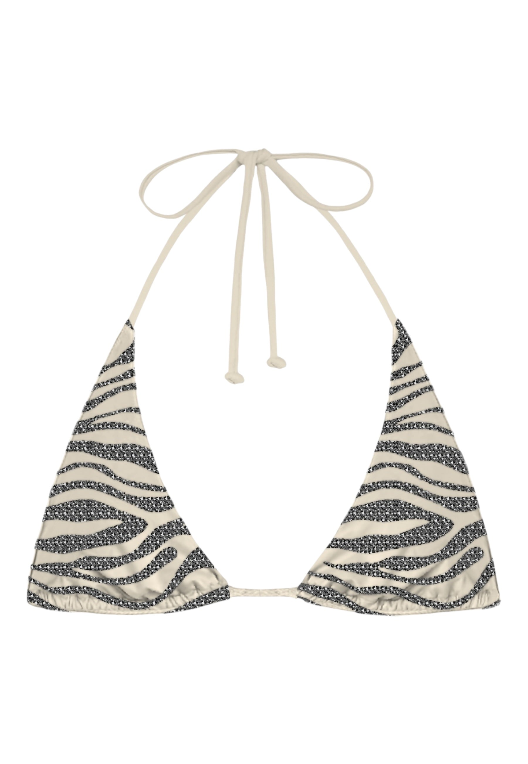 Bikini Pezzo Sopra Donna Mc2 Saint Barth Triangle Regolabile, Zebra, Strass, Shiny Guiana GUIA003