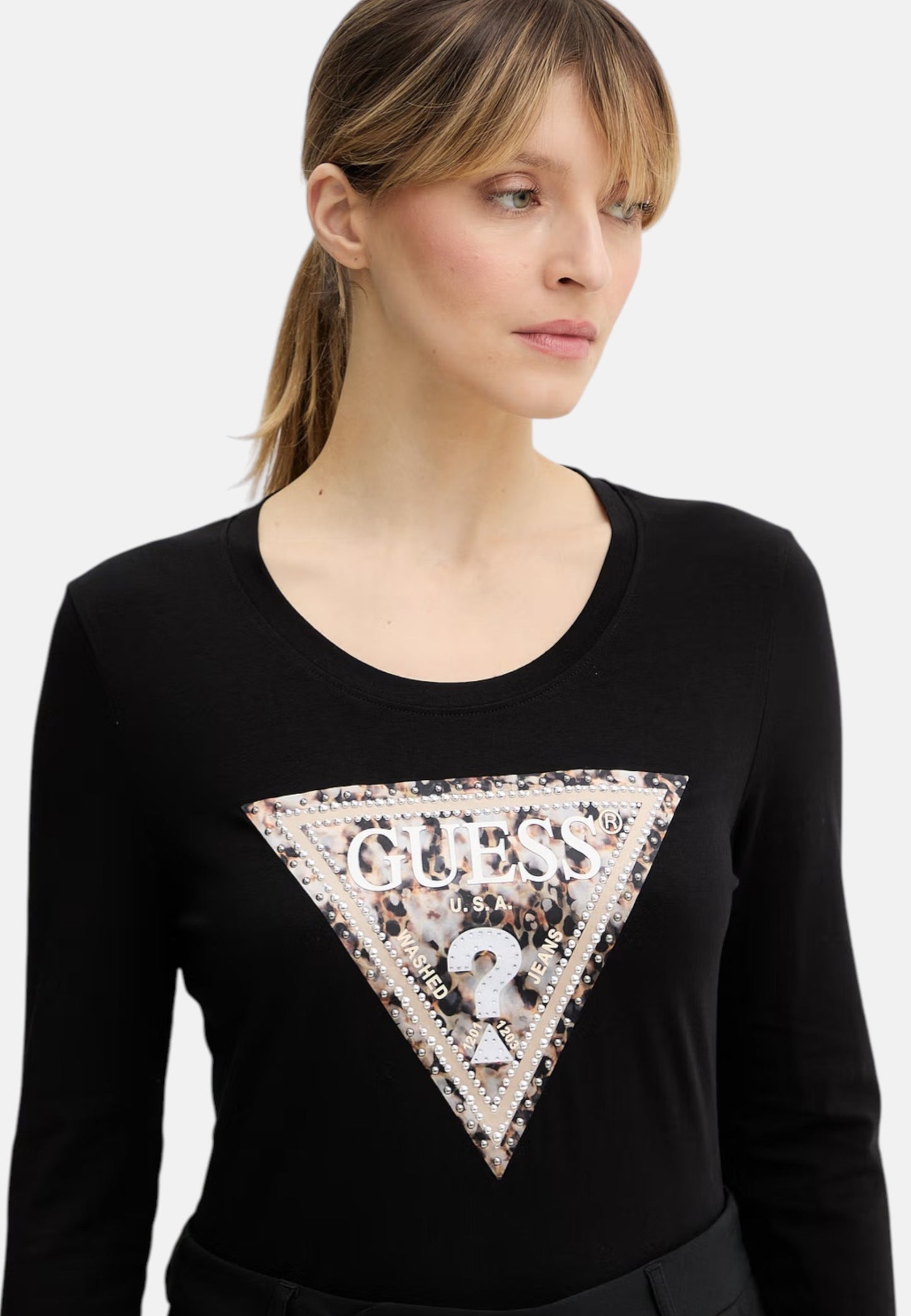 T-Shirt Manica lunga Donna Guess  Leo Triangle W6RI33J1314