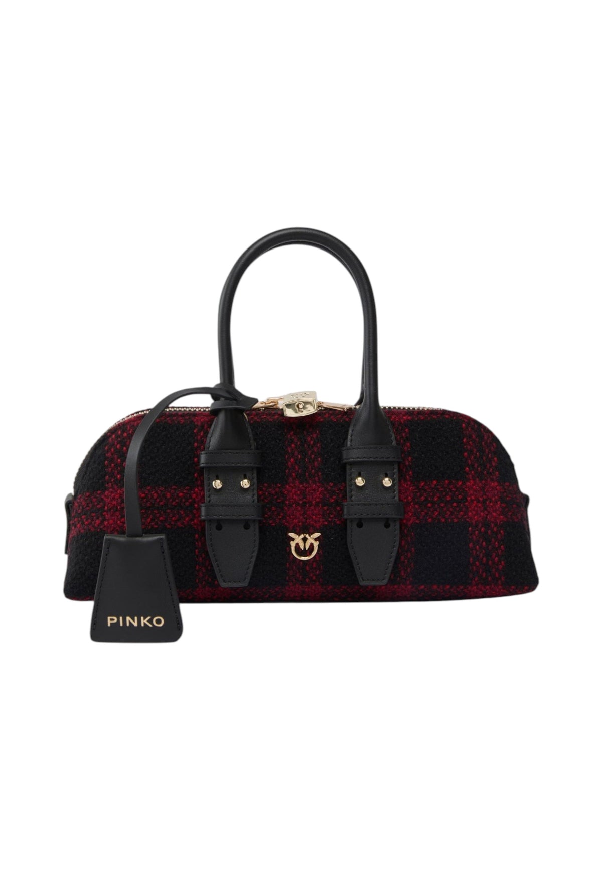 Borsa A Mano Donna Pinko Tweed, dettagli in pelle scamosciata, forma a bauletto, doppi manici, misure 29 x 8 x 22 cm Escape Bag Horizontal Tweed 105334A3NQ