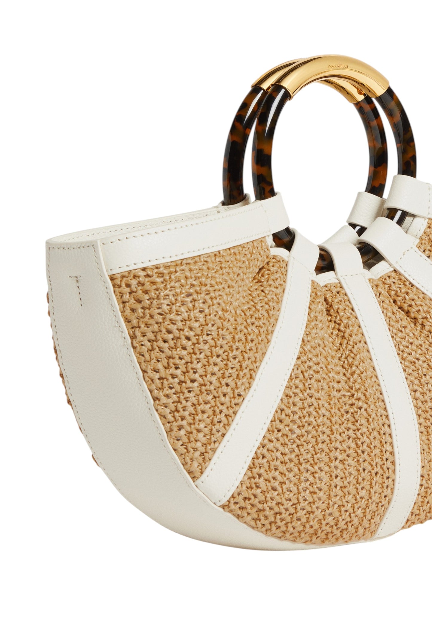 Borsa A Mano Donna Coccinelle In Paglia/Pelle Martellata Fine Coccinelle Shell Straw Medium E1U5D180201