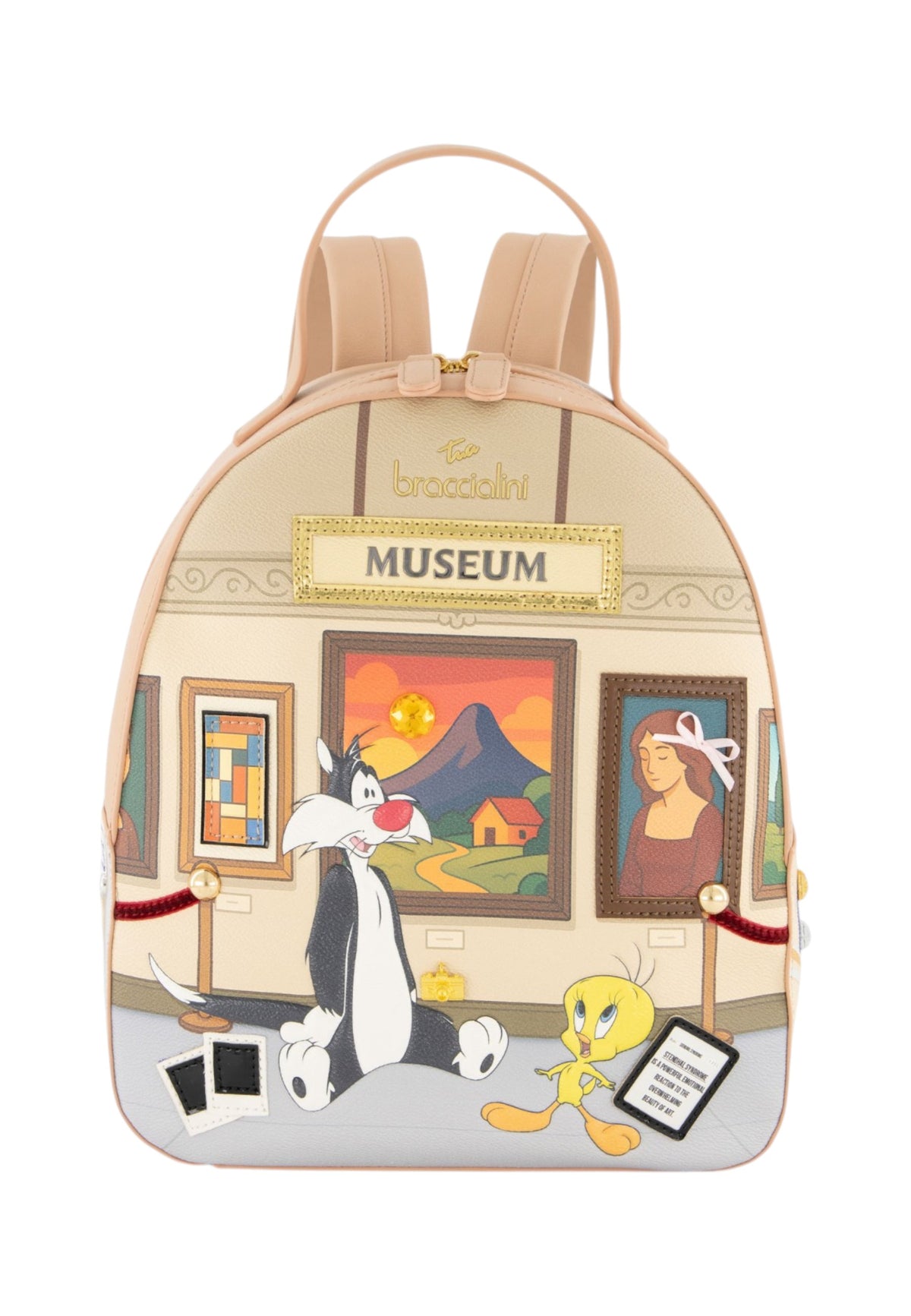 Zaino  Donna Braccialini Zaino compatto, Singolo con tracolle regolabili, Chiusura con zip, Due tasche interne, una con zip e una aperta, Stampa illustrata Looney Tunes, Dimensioni: 45 x 12 x 29 Cm Allround LT LT293YY