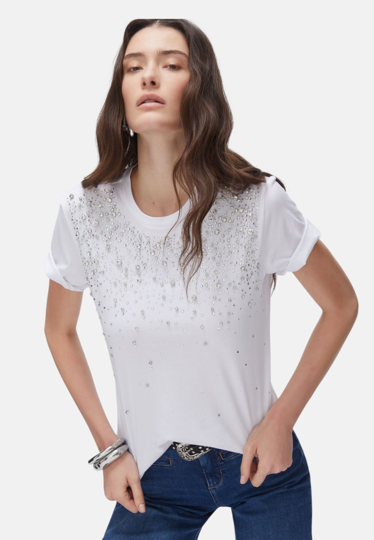 T-Shirt Manica Corta Donna Liu Jo Con Castoni  CA6193J3868