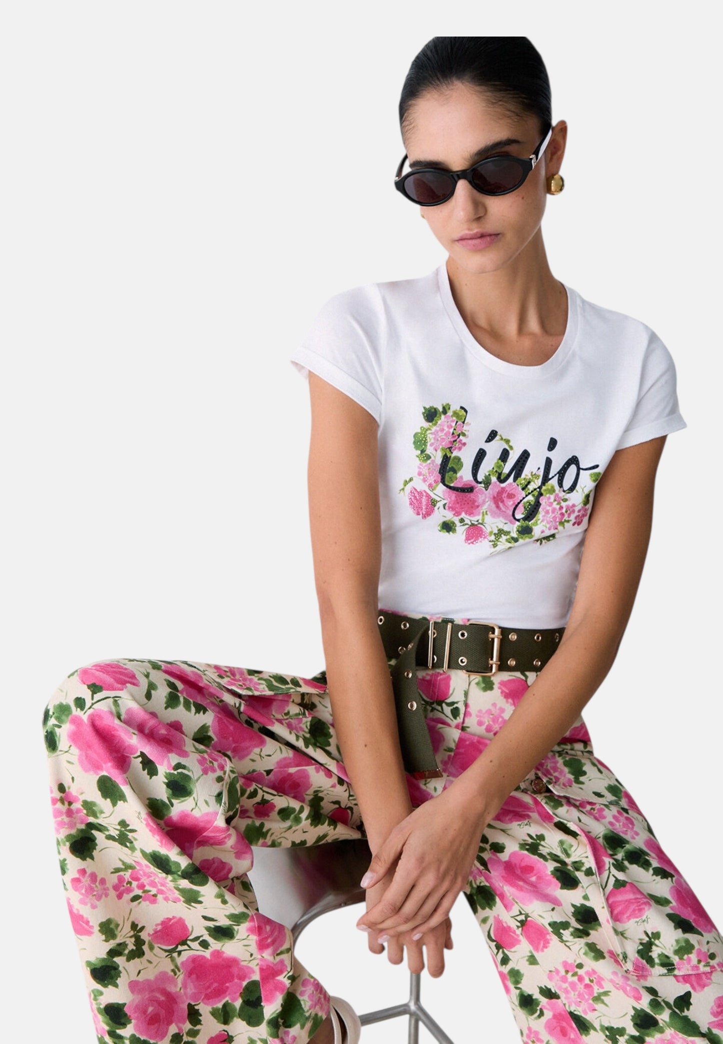 T-Shirt Manica Corta Donna Liu Jo Liujo Naive Rose Eco Line WA6493JS923