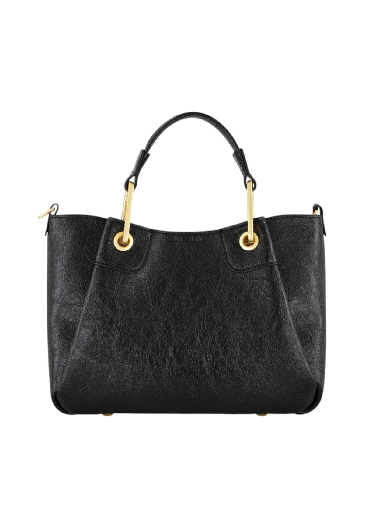 Borsa A Mano Donna Braccialini A Bauletto, Doppio con tracolla removibile e regolabile, Chiusura con clip, Con pochette interna removibile, Finitura lucida effetto spiegazzato, Dimensioni: 25 x 10.5 x 18 Cm Amy B19190YY