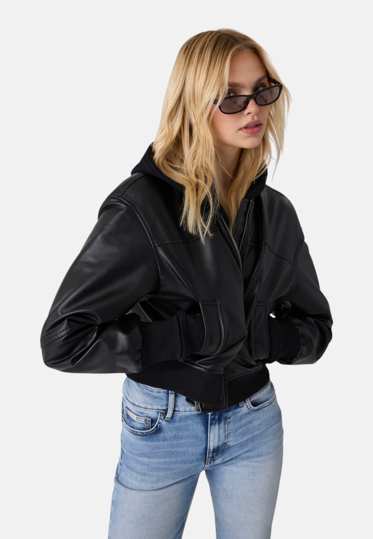 Giacca In Pelle Sintetica Donna Guess Bomber Cropped Gj W6YL01W2525