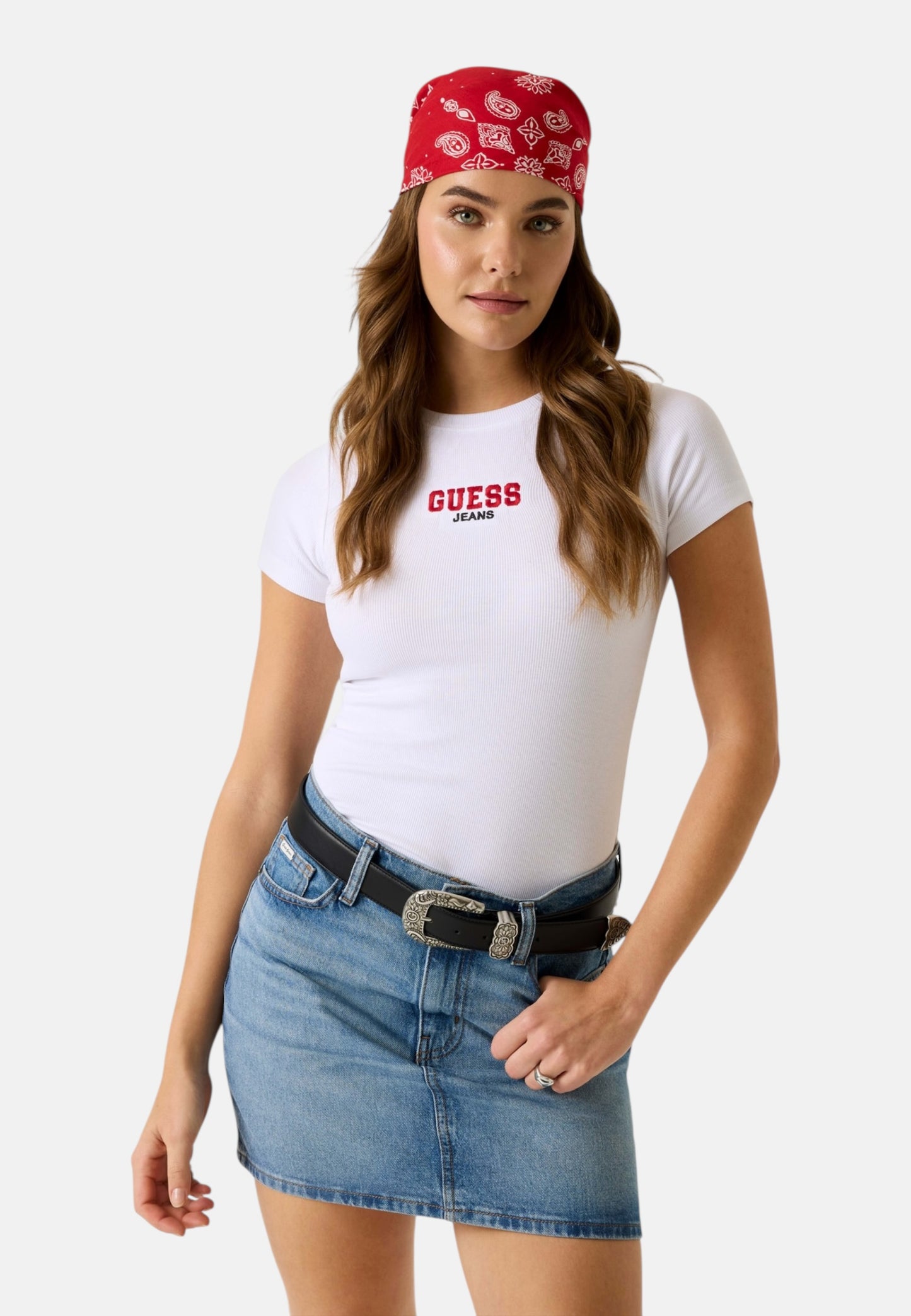 T-Shirt Manica Corta Donna Guess Slim Gj Rib Emb W4YI64KA0H1