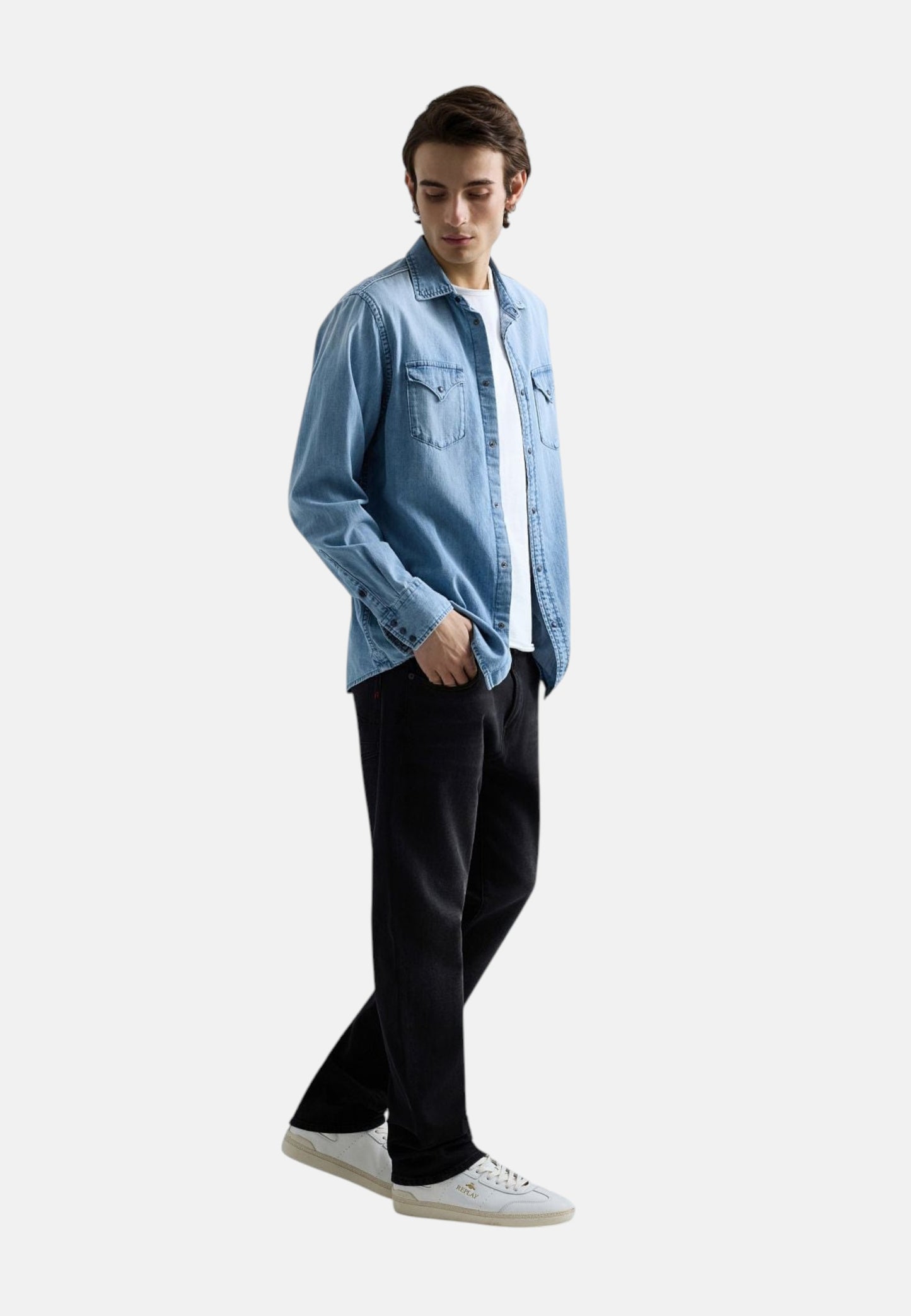 Camicia Manica lunga Uomo Replay In Denim Con Ricamo  M4860T.000.26C 12B