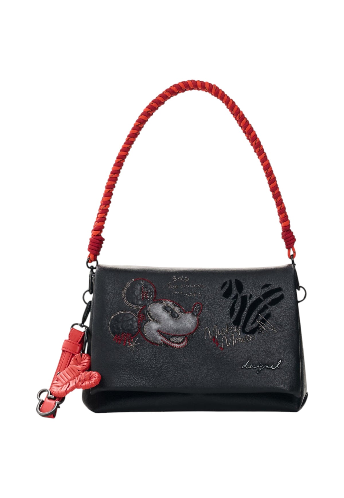 Borsa A Tracolla Donna Desigual Medio, Effetto pelle, Motivo Mickey Mouse, Con patta Mickey Face Venecia 4.0 26WAXP98