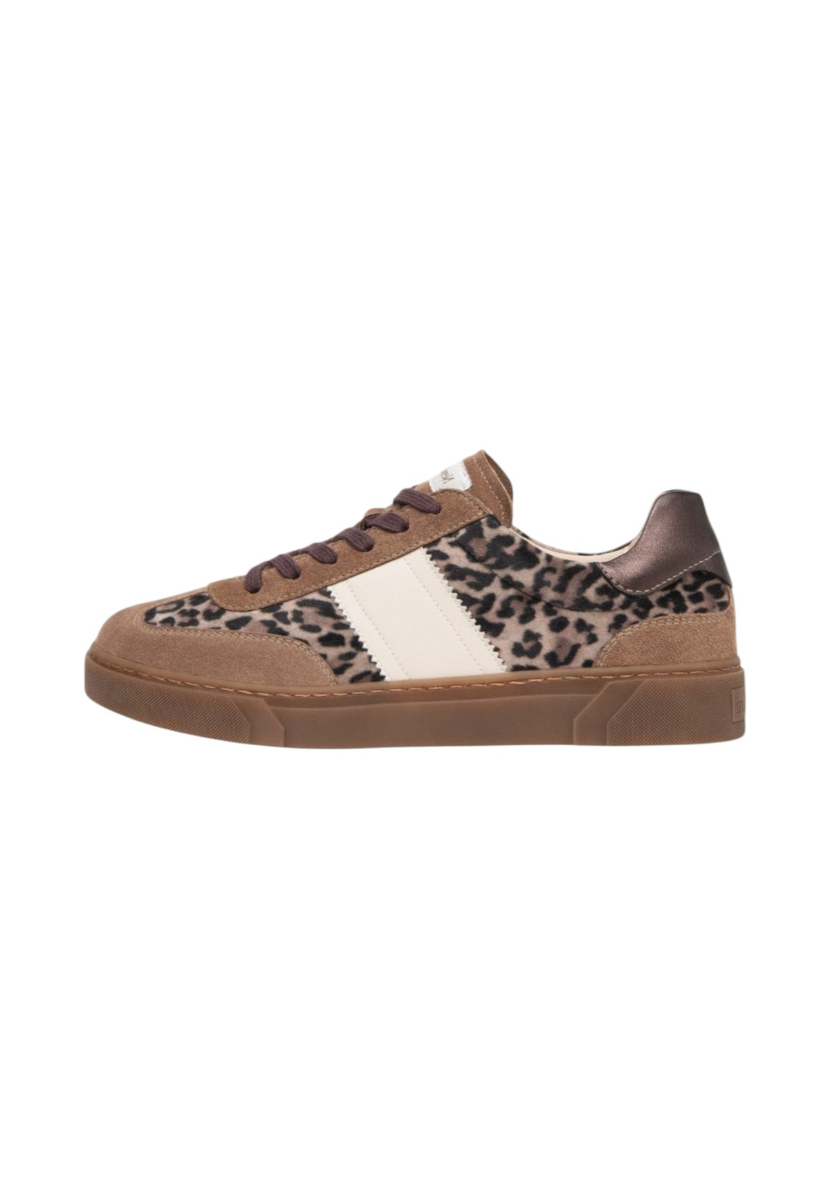 Sneakers Basse Donna Nero Giardini Tomaia in pelle, pelle scamosciata e tessuto, inserti animalier, chiusura con lacci, suola color gomma, Made in Italy  I617426D