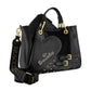 Borsa A Mano Donna Braccialini A Bauletto, Doppio con tracolla removibile e regolabile, Chiusura con clip, Con pochette interna removibile, Patchwork con maxi cuore e micro borchie, Dimensioni: 31 x 13 x 23 Cm Amy Patchwork B19201YY