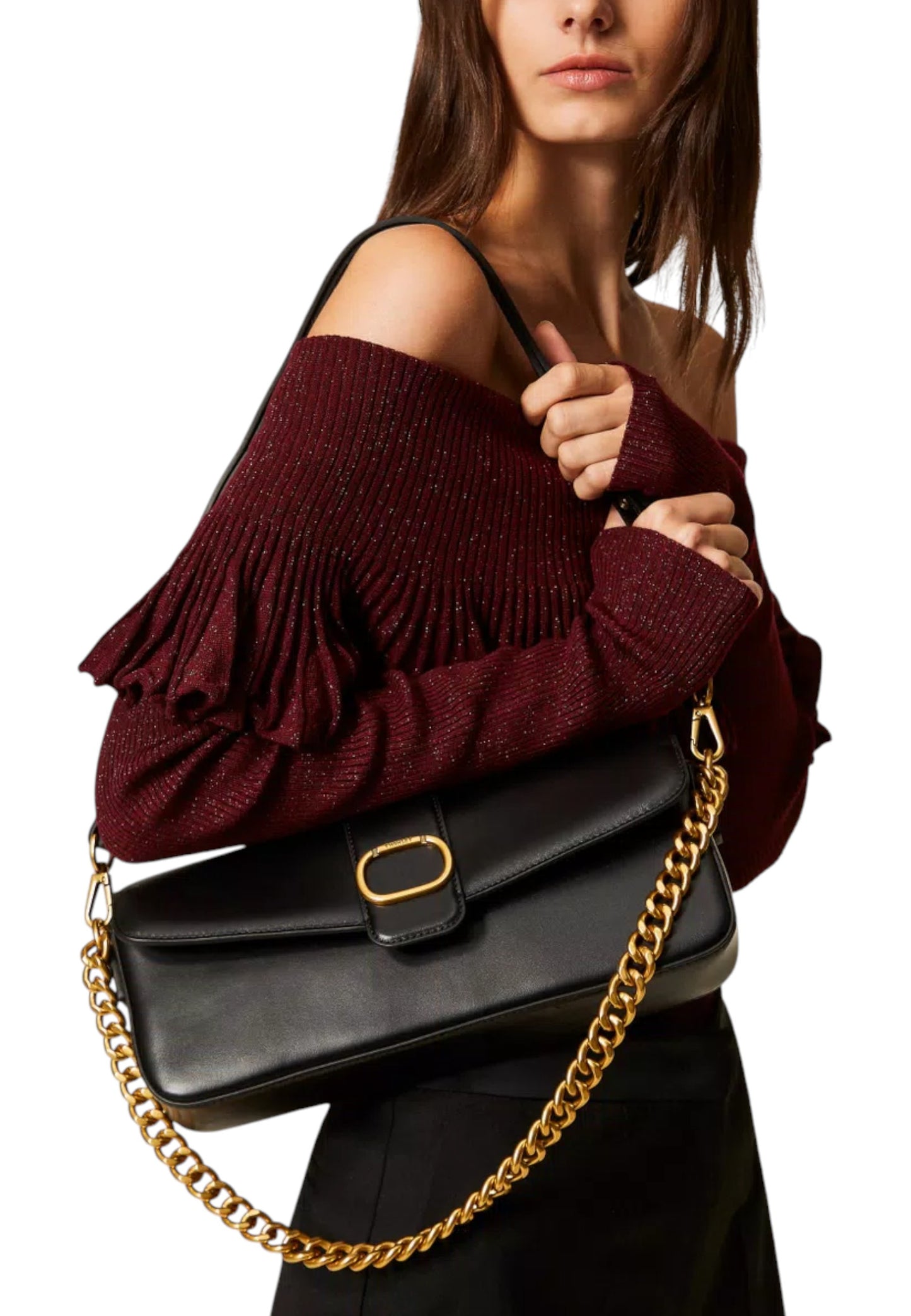 Borsa A Tracolla Donna Twinset In Pelle Con Patta E Catena  252TD836A