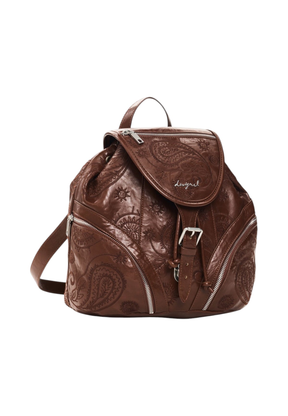Zaino  Donna Desigual Piccolo, Effetto pelle, Con patta, Con fibbia Siroco Tula Mini Camel 26WAKP26