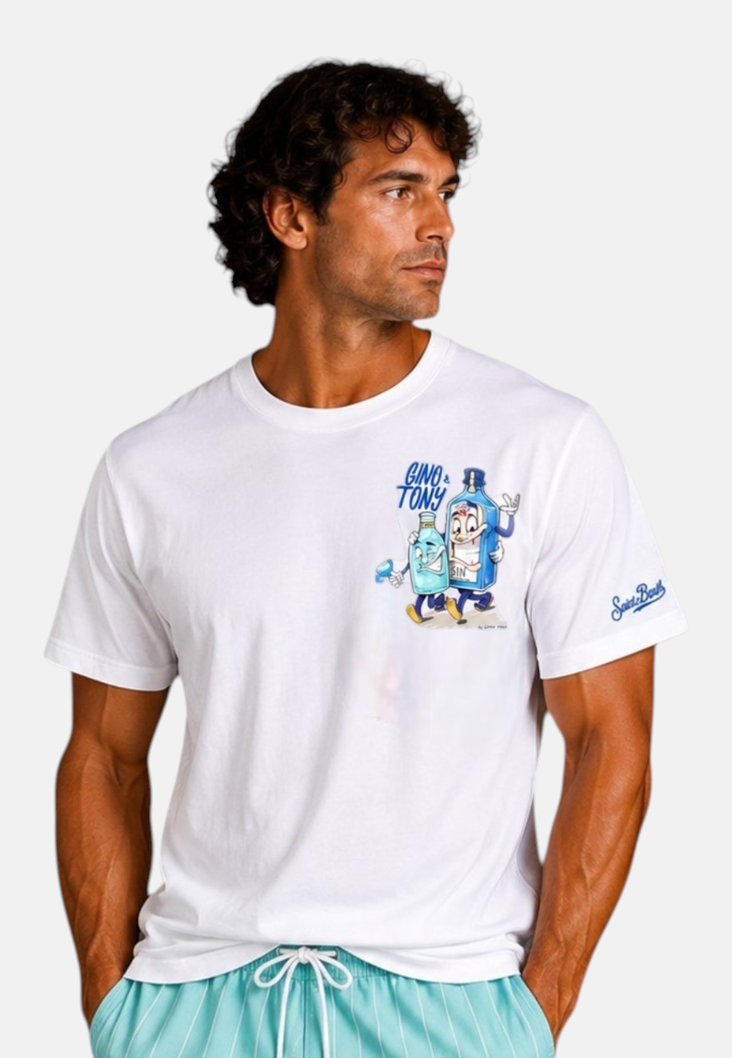 T-Shirt Manica Corta Uomo Mc2 Saint Barth Stampa/Ricamo Fronte E Retro Cpt Gino Tony Portland PRL0002