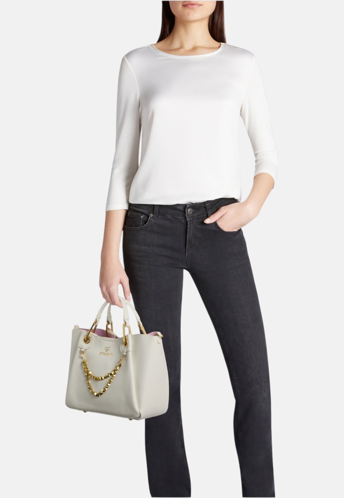 Borsa A Mano Donna Braccialini Medium Con Doppio Manico Con Tracolla Amy B18811YY