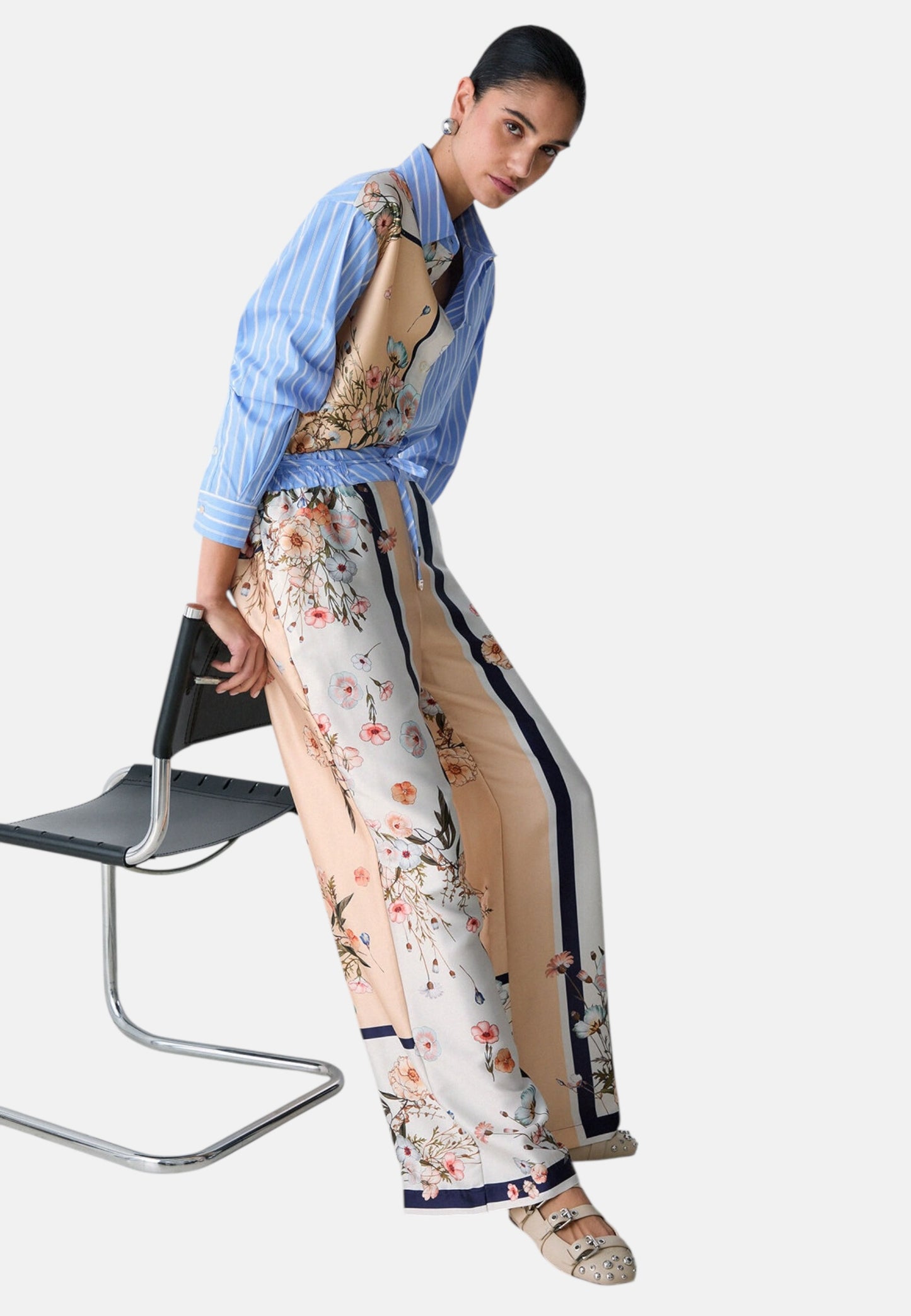Pantaloni Wide Leg Donna Liu Jo In Twill Stampato  WA6358T2555