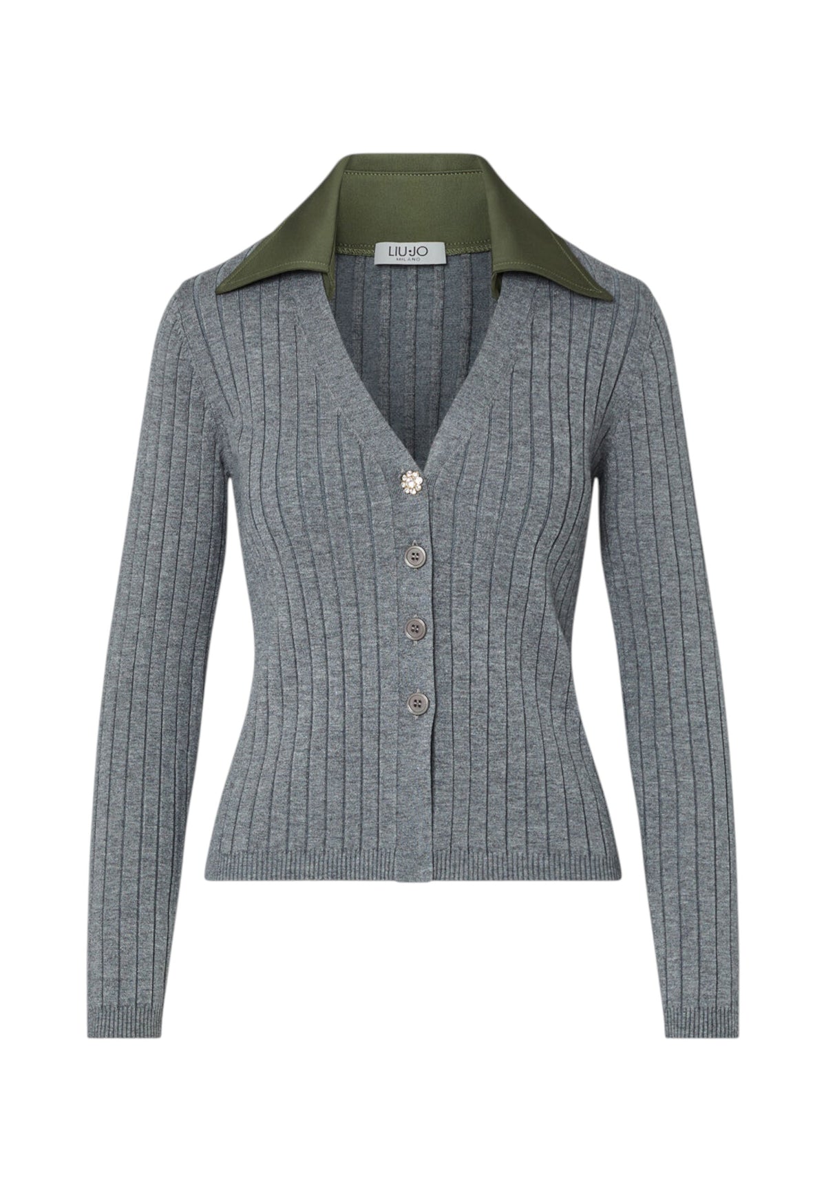 Cardigan  Donna Liu Jo A Costine Con Colletto A Contrasto  WF6037MS052