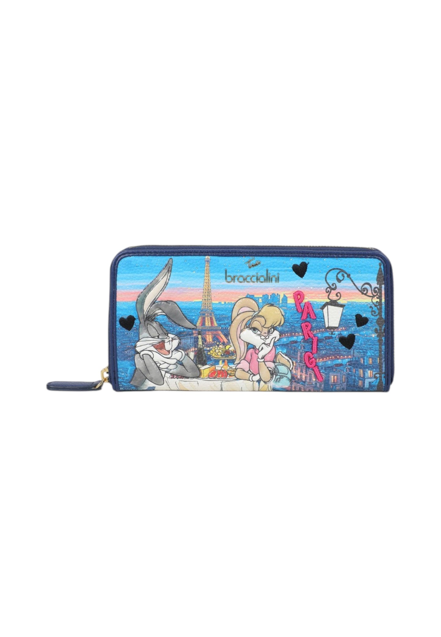 Portafoglio Con Zip Donna Braccialini Stampa Bugs Bunny e Lola Torre Eiffel Cartoline Lt LT258_126LT