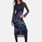 Vestito Lungo Donna Desigual Collaborazione M. C. Lacroix, Motivo a foglie, Fit regular, In tulle, Manica lunga, Viscosa Lenzing EcoVero, Poliestere riciclato Leafs 26WWVK01