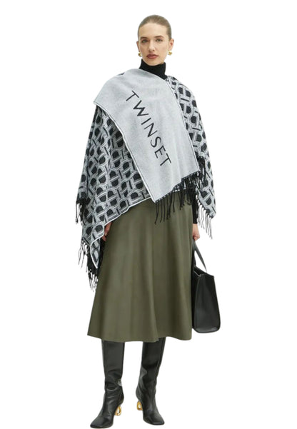 Poncho  Donna Twinset Jacquard Con Collo Sciarpa  242TO5690