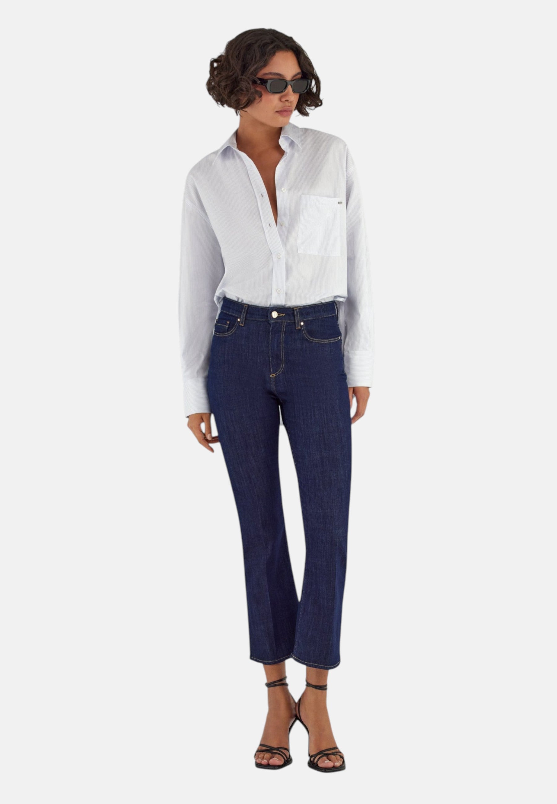 Jeans Skinny Fit Donna Gas Raw Rinse Star Crop Flare 355977022019
