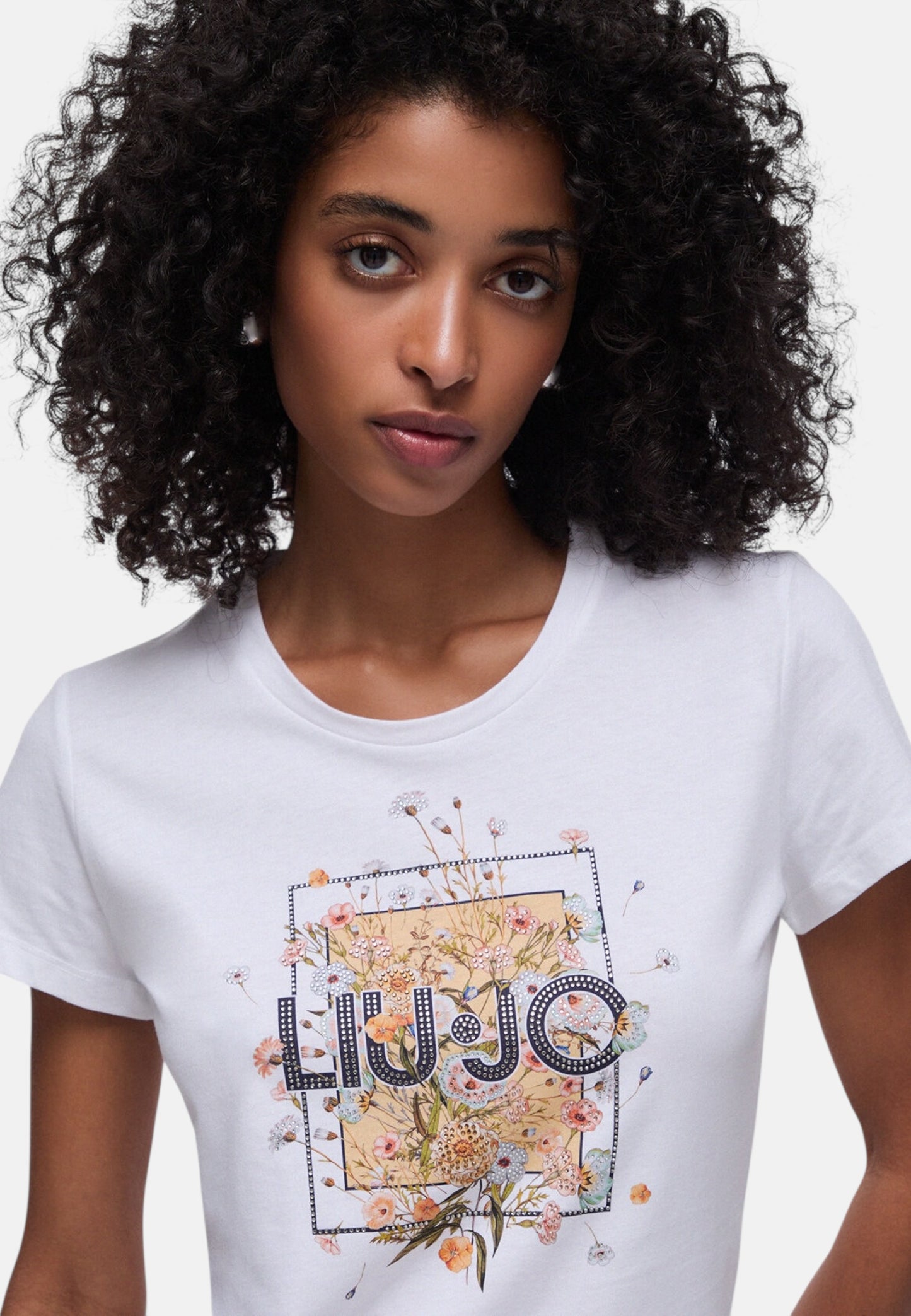 T-Shirt Manica Corta Donna Liu Jo Liujo Foulard Blooming Eco Line WA6493JS923