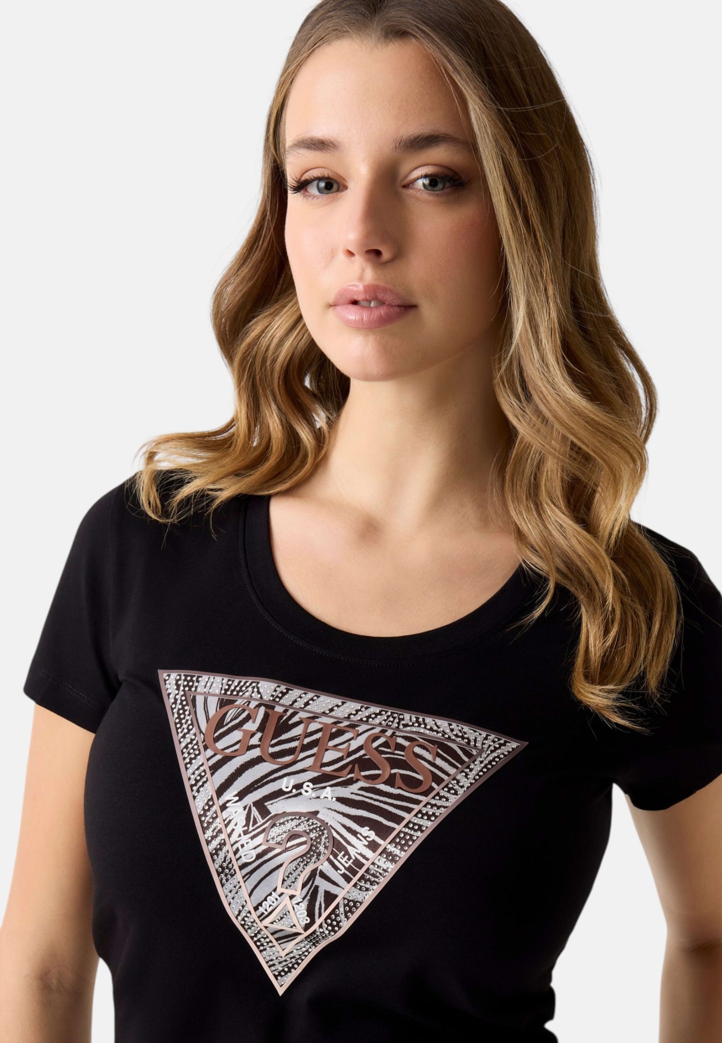 T-Shirt Manica Corta Donna Guess  Zebra Triangle W6GI19K3042