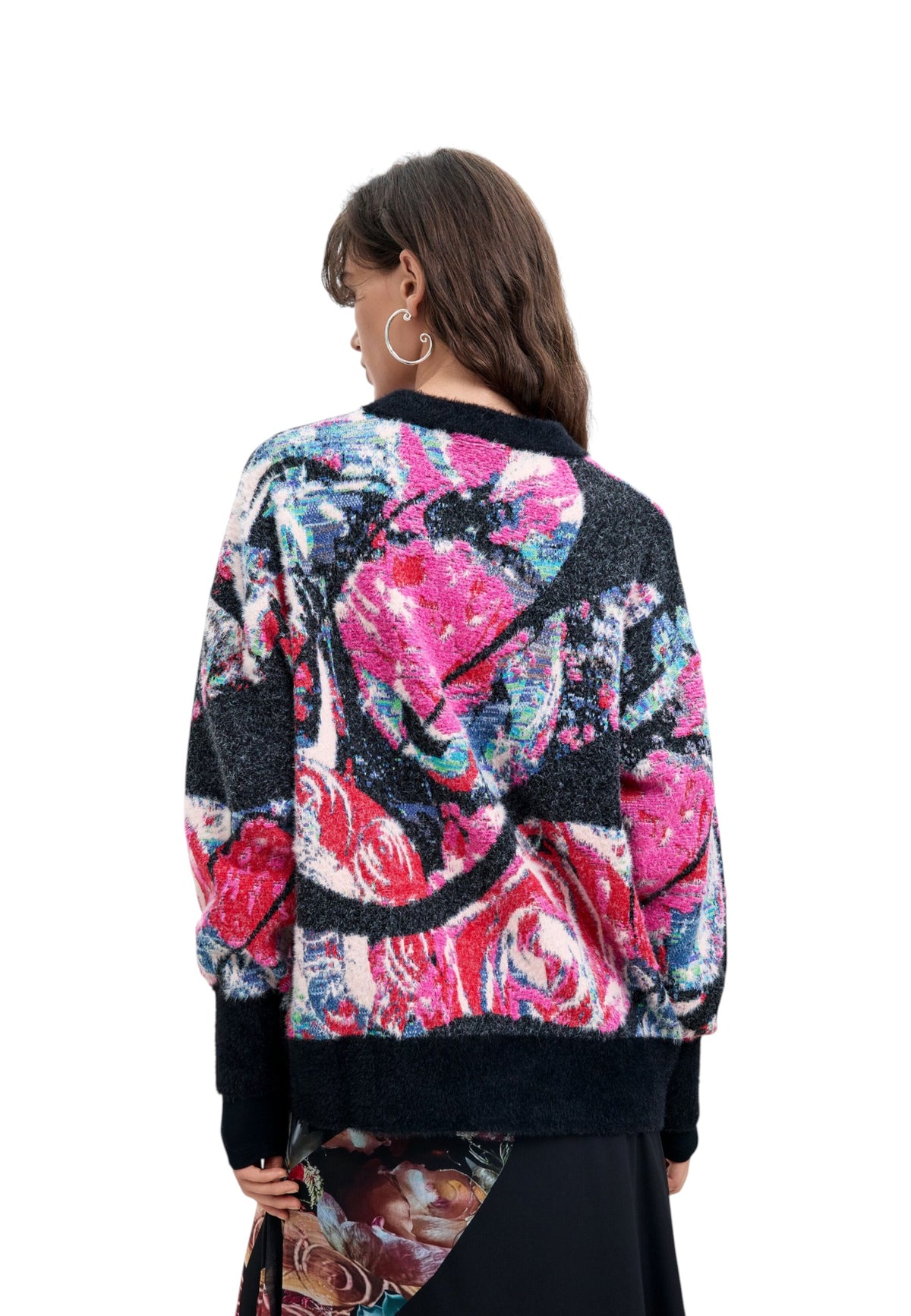 Maglione A Girocollo Donna Desigual Collaborazione M. C. Lacroix, Motivo floreale, Fit oversize, Maglia grossa, Poliestere riciclato Jardim 26WWJF05