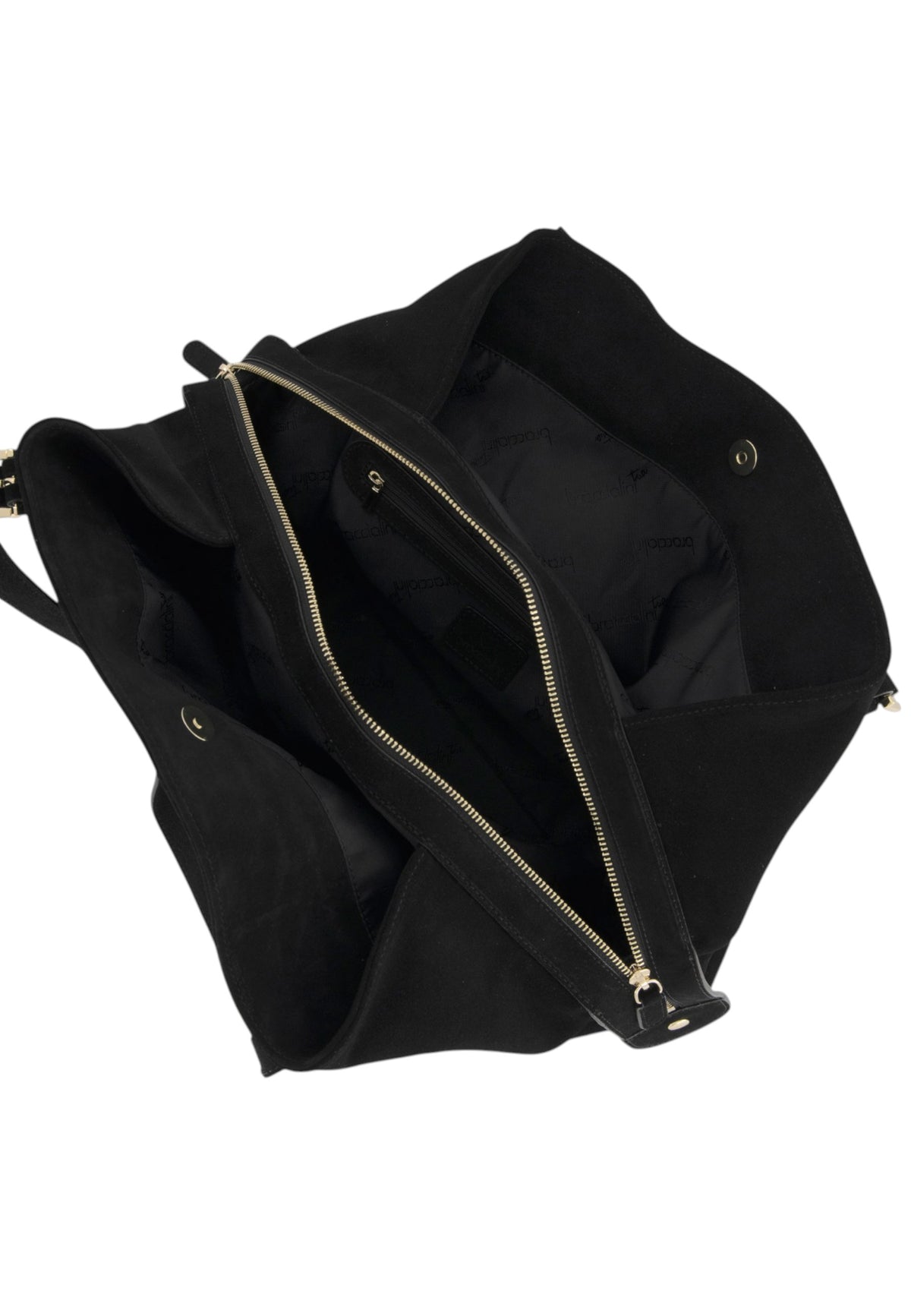 Borsa A Spalla Donna Braccialini Shopper, Manico doppio, Chiusura con zip, Due tasche interne, una con zip e una aperta, Finitura effetto camoscio, Dimensioni: 35 x 15.5 x 30 Cm Sara B19373PP