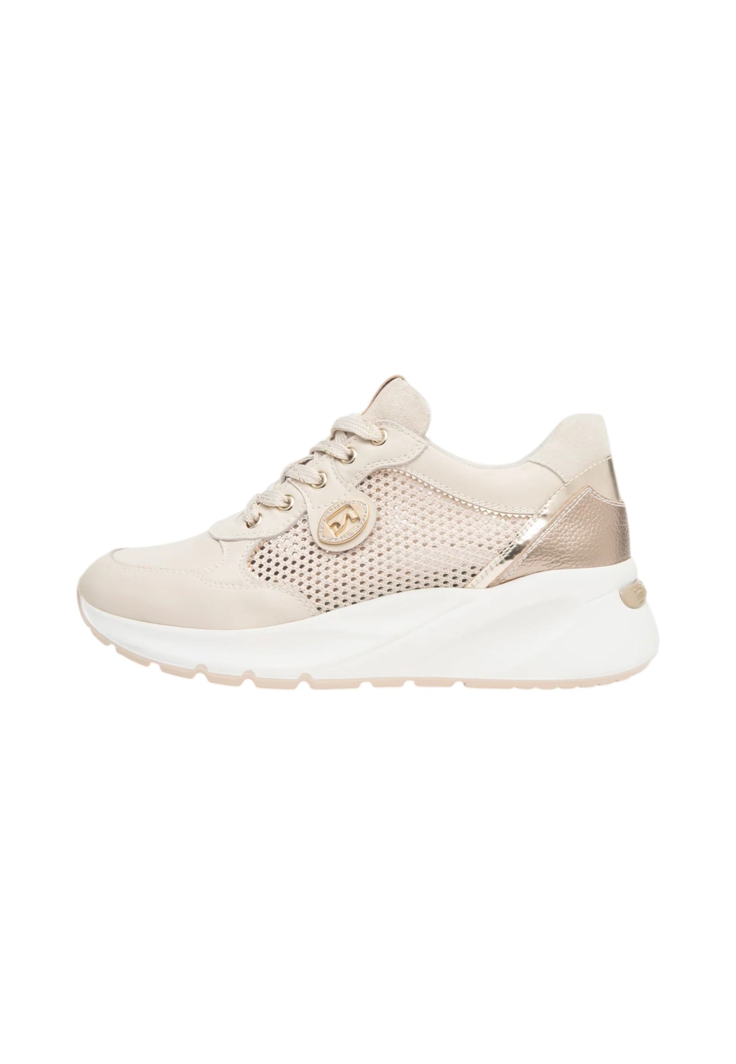 Sneakers Basse Donna Nero Giardini In Pelle Con Inserti Laterali In Tessuto Mesh E Logo Metallico  E615180D
