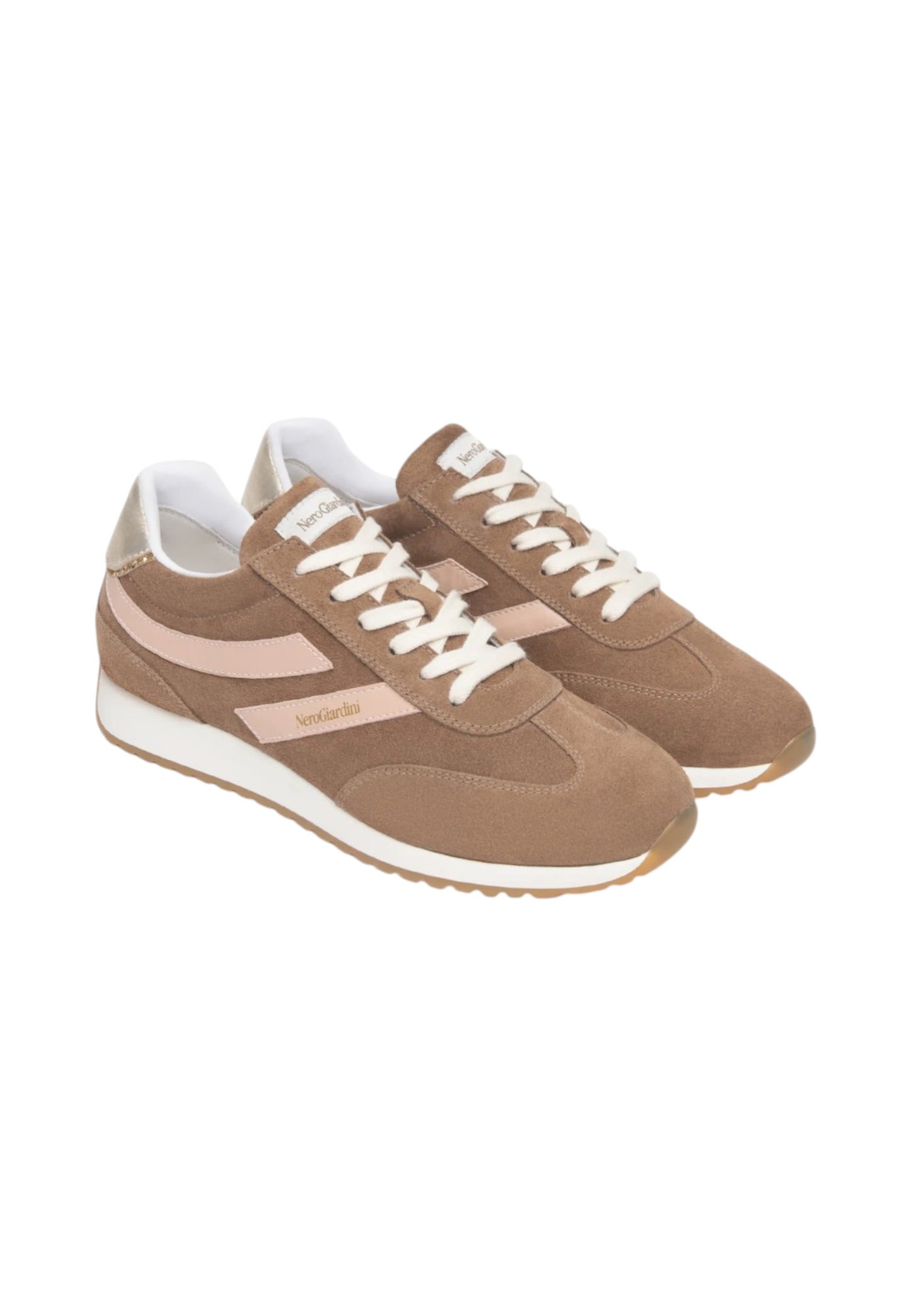 Sneakers Basse Donna Nero Giardini In Pelle Scamosciata Con Inserti Laterali Con Logo  E615160D