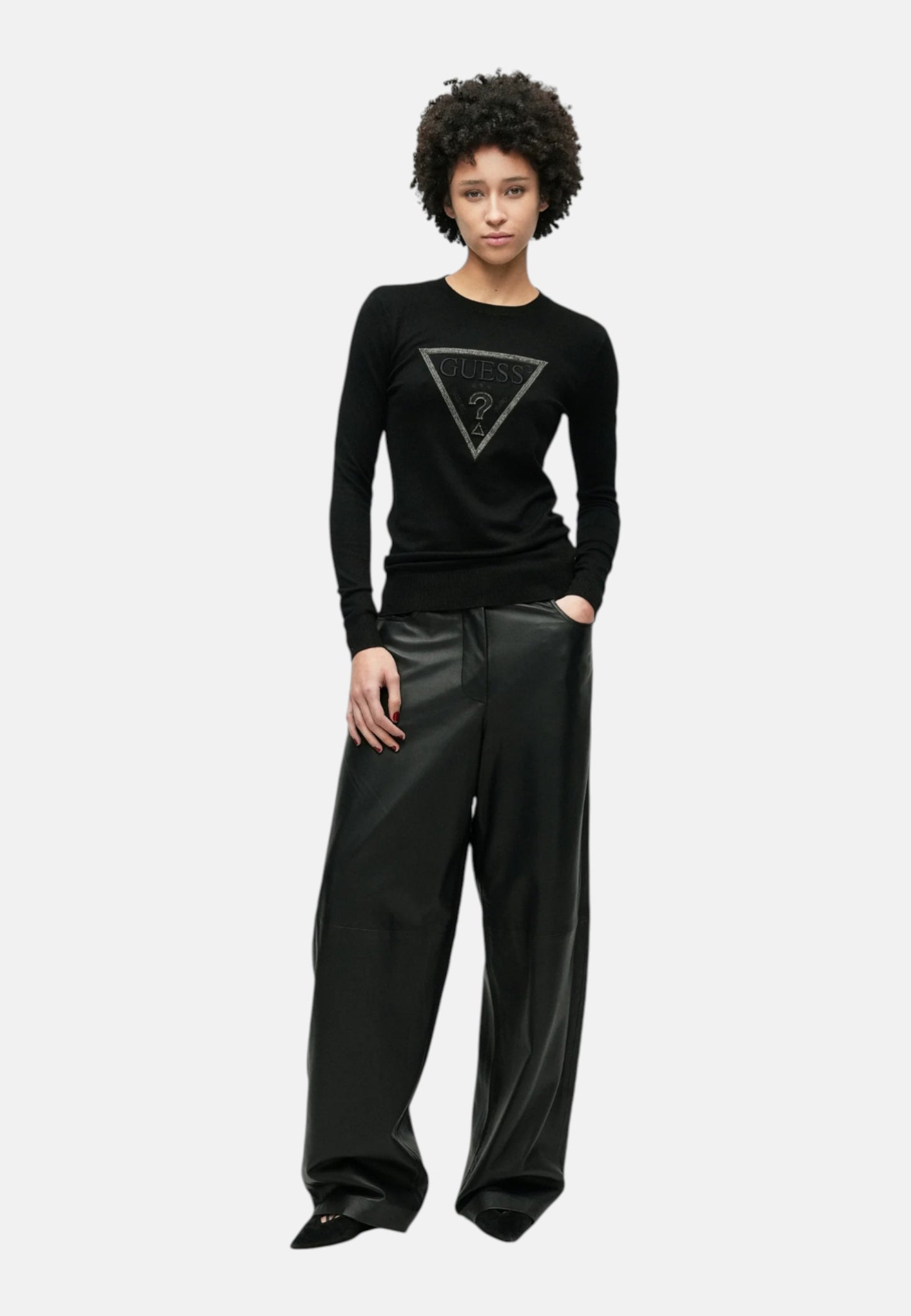 Maglia A Girocollo Donna Guess  Sasha Triangle Logo W6RR49Z2NQ2