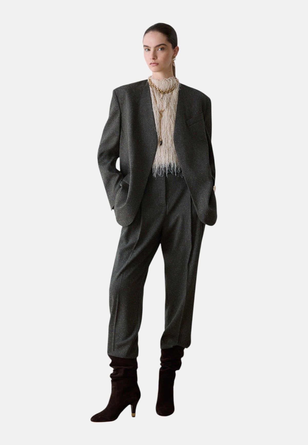 Pantaloni  Donna Liu Jo Lunghi Sartoriale In Tweed  CF6076T800A