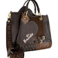 Borsa A Mano Donna Braccialini A Bauletto, Doppio con tracolla removibile e regolabile, Chiusura con clip, Con pochette interna removibile, Patchwork con maxi cuore e micro borchie, Dimensioni: 36 x 17 x 29 Cm Amy Patchwork B19202YY