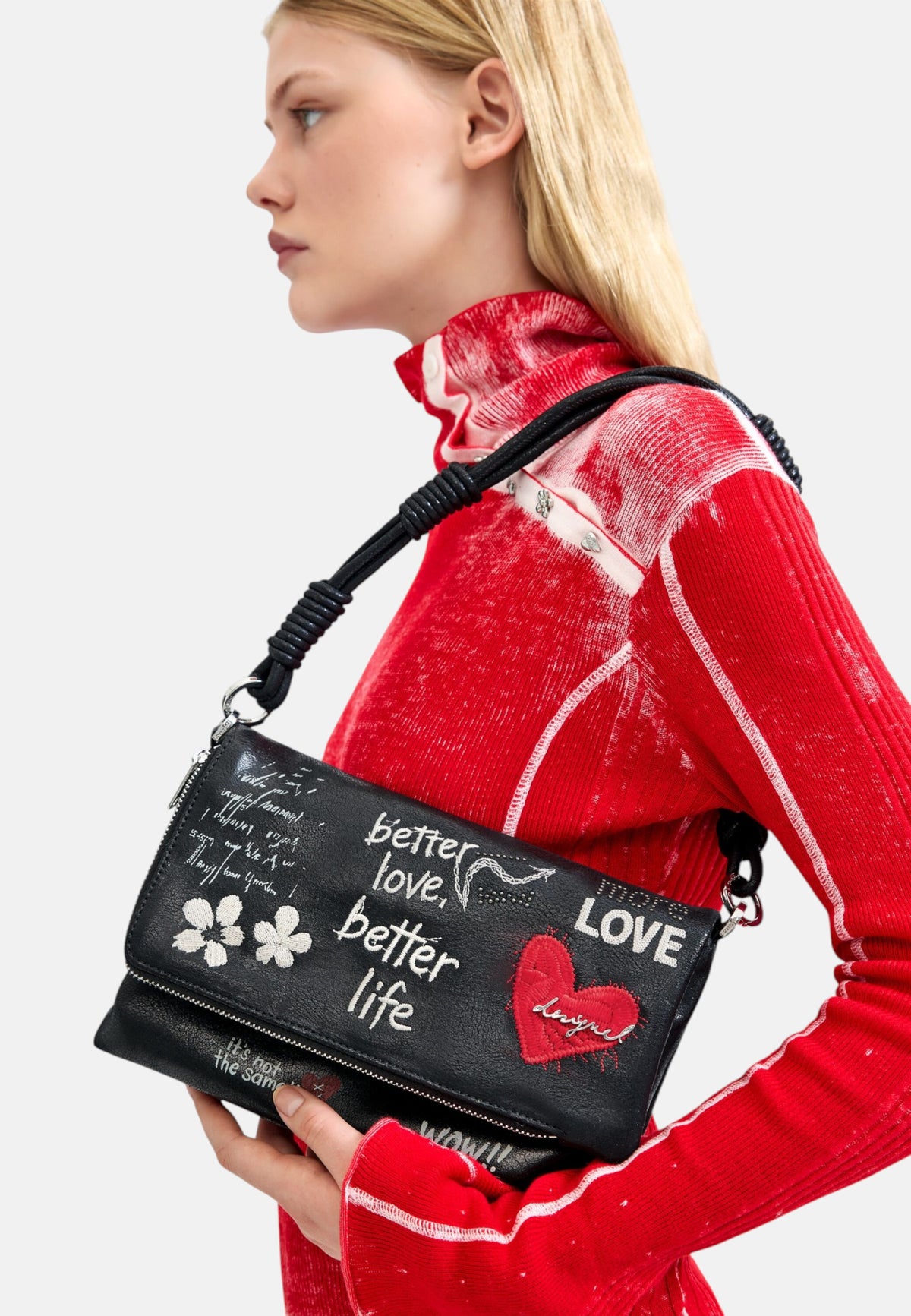 Borsa A Spalla Donna Desigual Medio, Effetto pelle, Motivo grafico, Con patta Wow Murano 26WAXP39