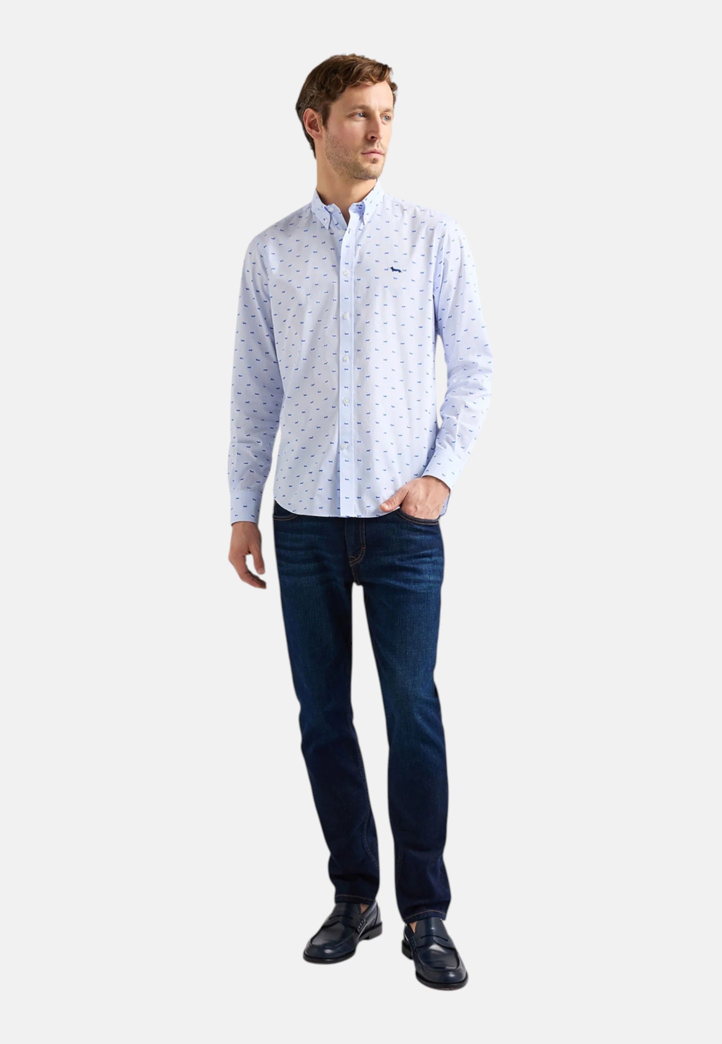Camicia Manica lunga Uomo Harmont & Blaine Micro Bassotti All Over  CRQ001S13792M