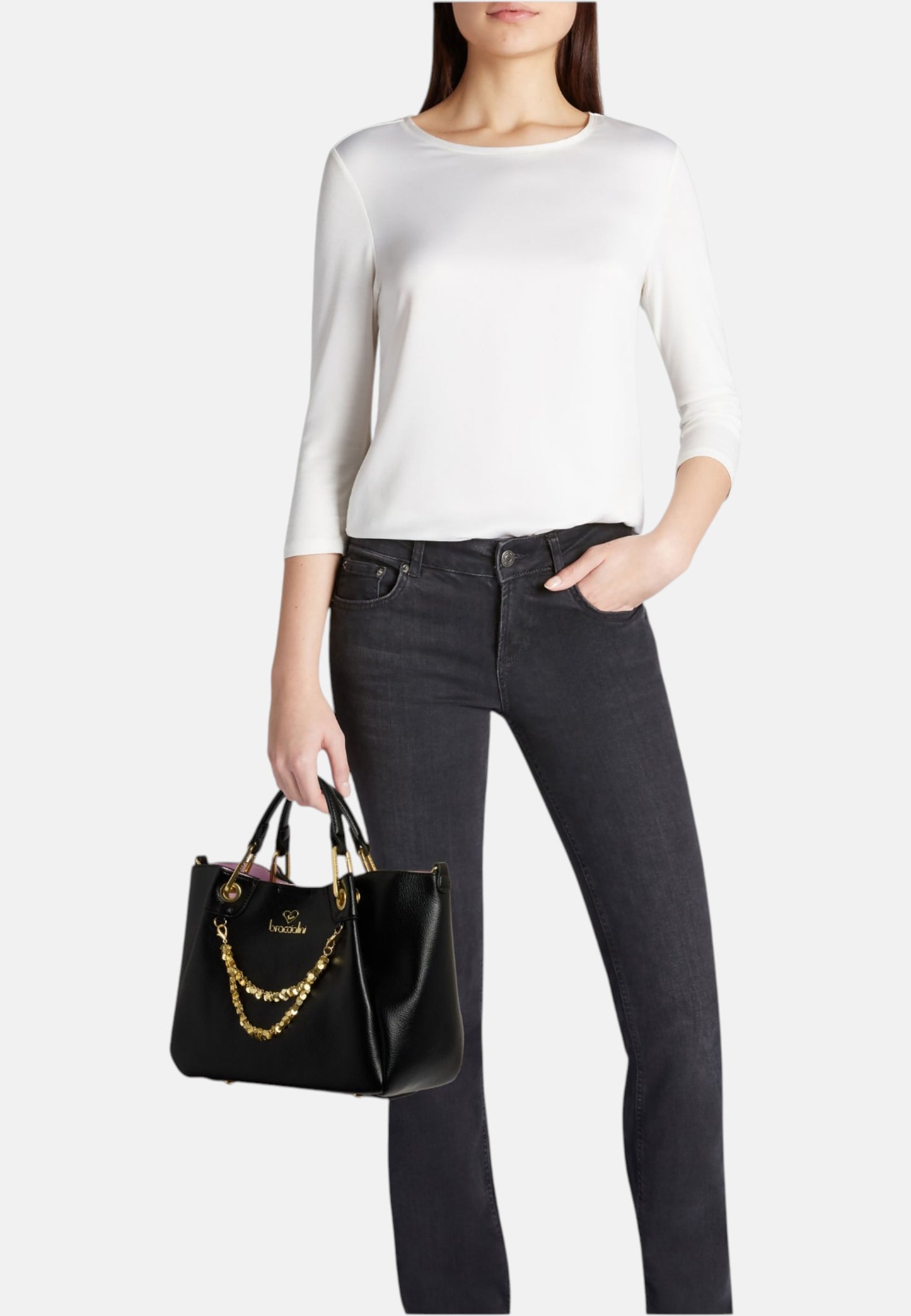 Borsa A Mano Donna Braccialini Medium Con Doppio Manico Con Tracolla Amy B18811YY