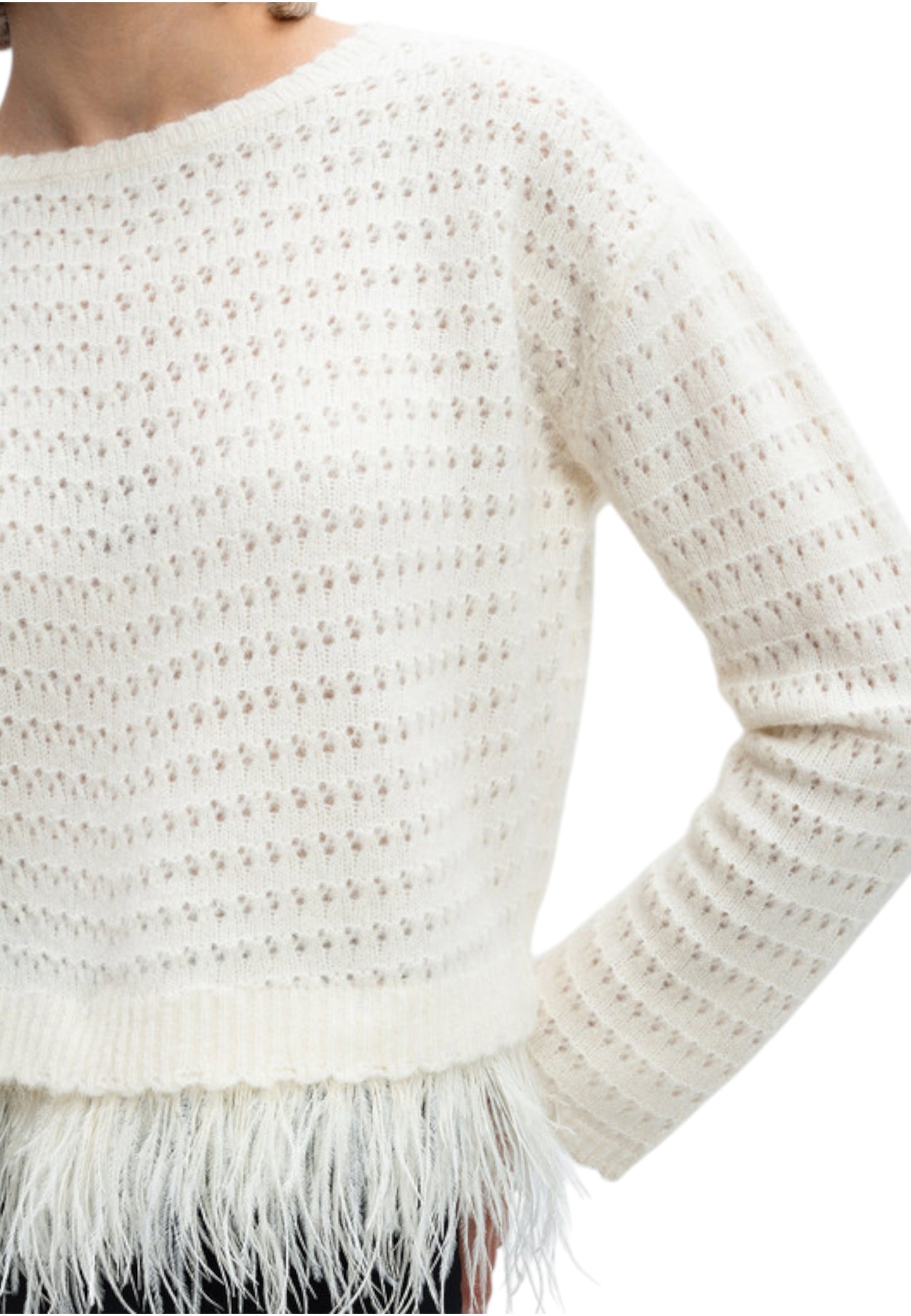 Maglione A Girocollo Donna Twinset Con Mix Punti E Piume  242TP3251