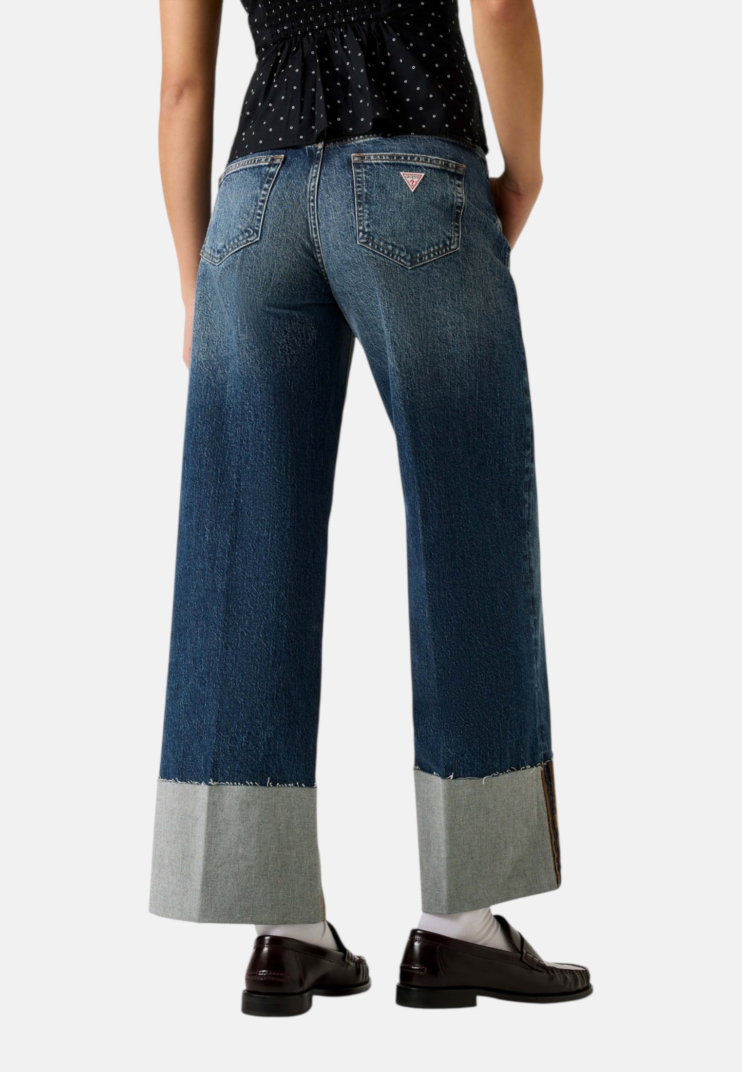 Jeans Wide Leg Donna Guess Vein Dark Used Gj Wide Leg Cuffed W6RA2BD5M5L