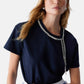 T-Shirt Manica Corta Donna Liu Jo Oversize Con Catena Strass Eco Line CA6167JS088