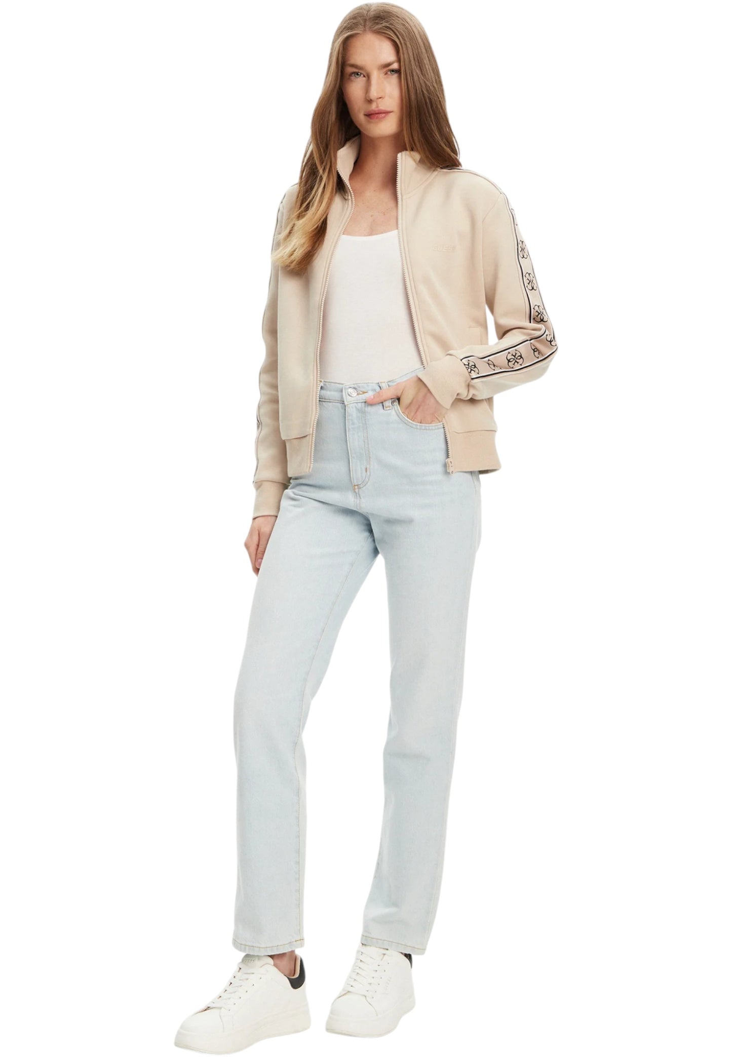 Felpa Con Zip Donna Guess  Britney V2YQ16KB3P2