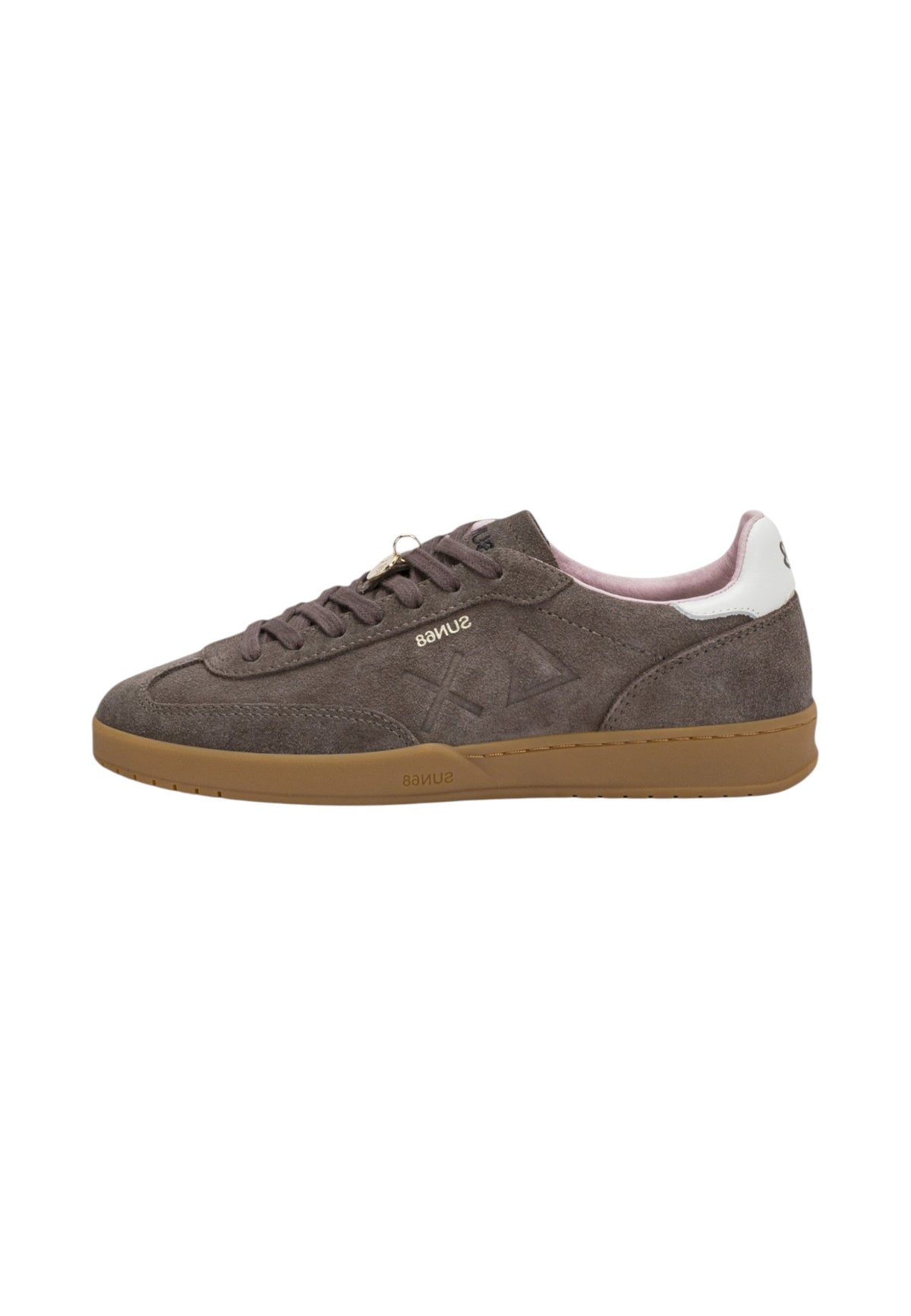 Sneakers Basse Donna Sun68 Stile Tennis, Suede, Logo Traforato, Charm Logato California Sun Woman Z46253